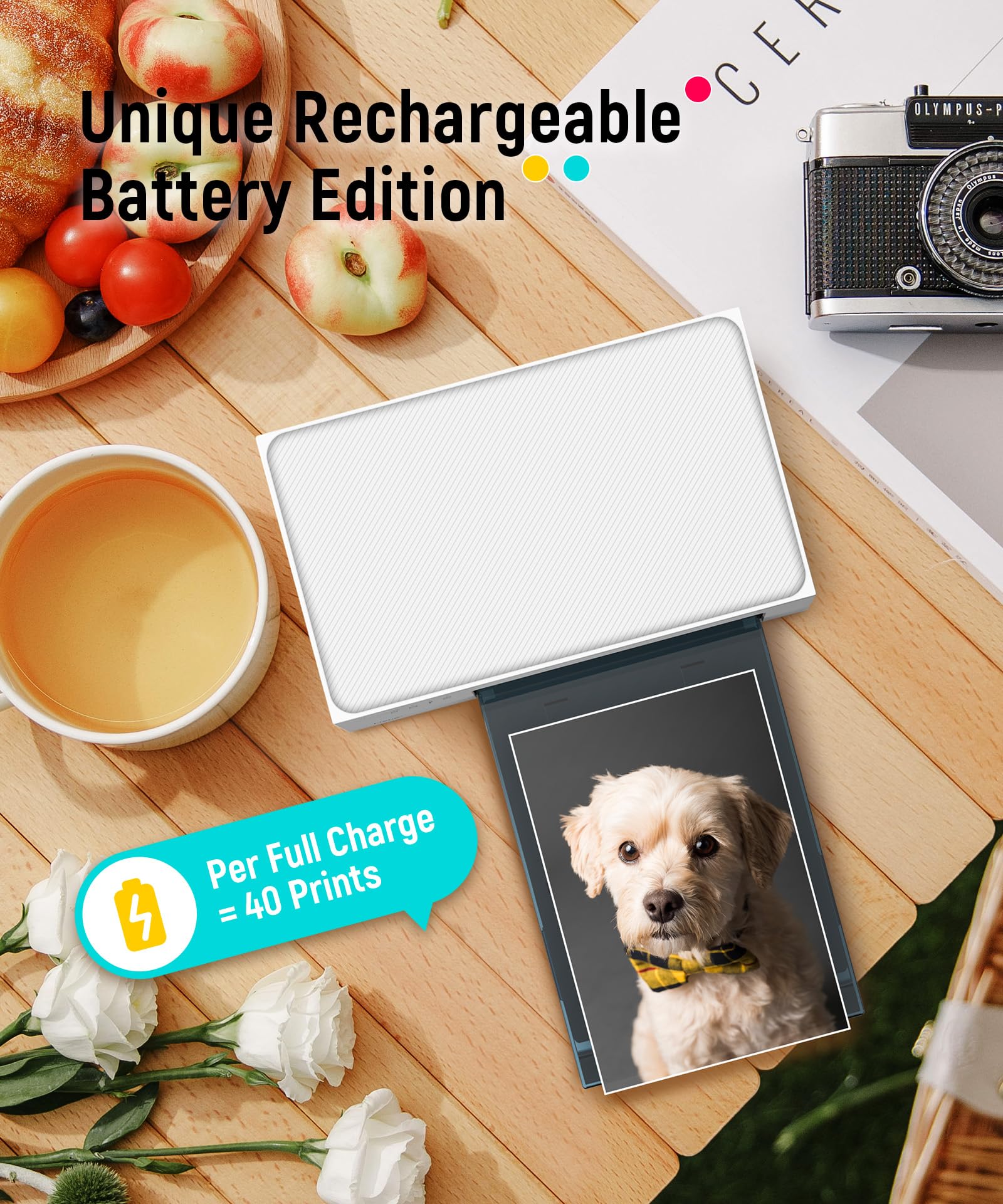 Liene M100 4x6'' Photo Printer, Phone Printer 100 Sheets & 3 Cartridges, Full-Color Photo, Portable Instant Photo Printer for iPhone Android, Thermal Dye Sublimation, Wi-Fi Picture Printer 100 Papers