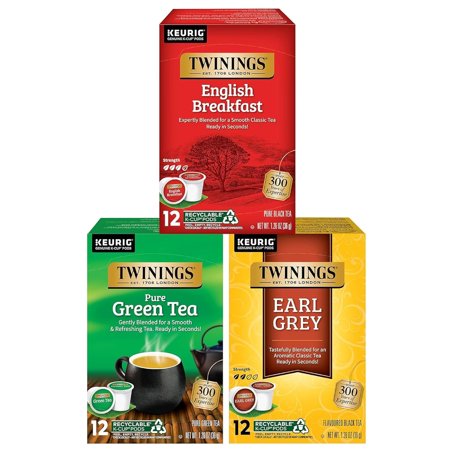 Twinings English Breakfast Black Tea K-Cup Pods for Keurig, 24 Count (Pack of 1), Smooth, Flavourful, Robust, Caffeinated, Enjoy Hot or Iced