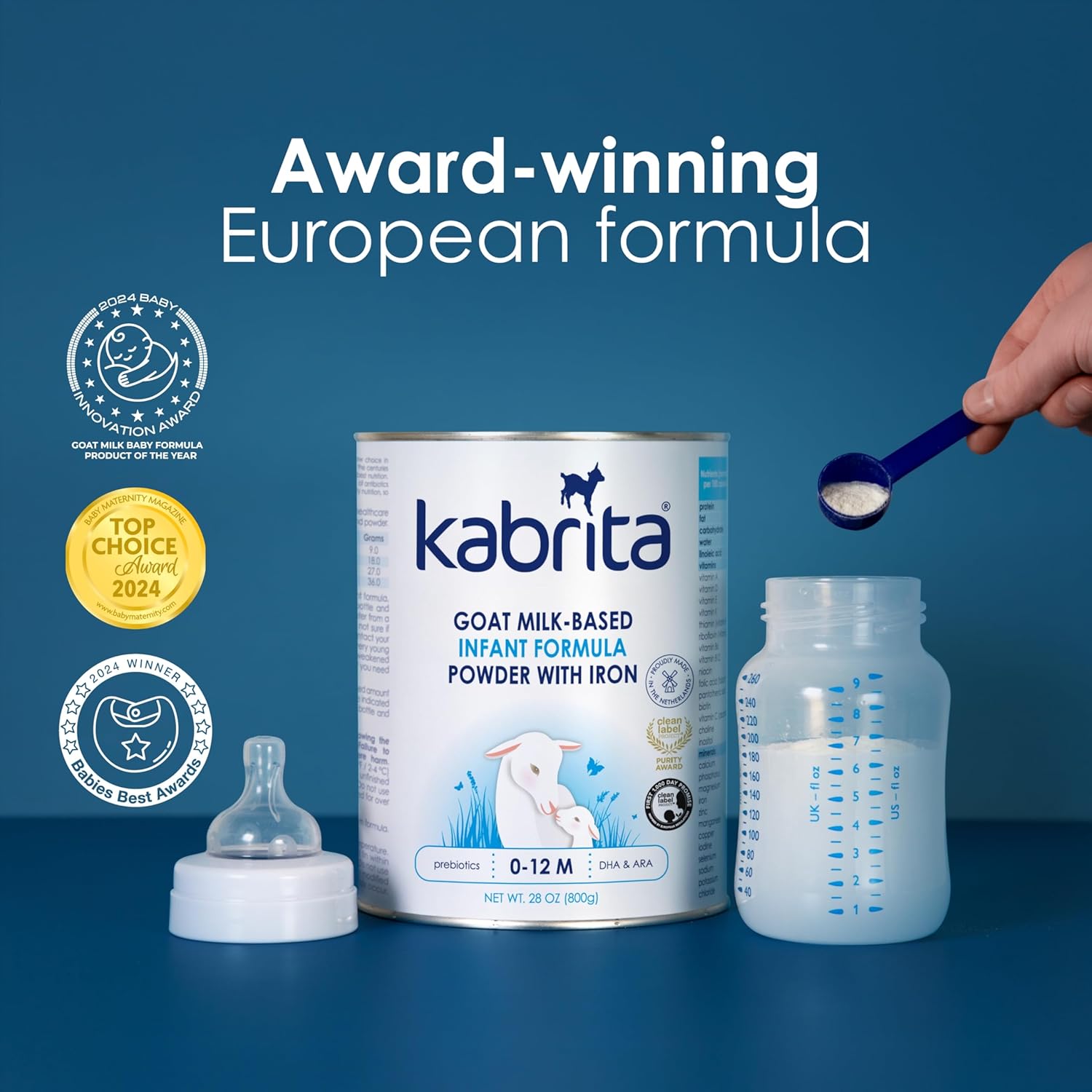 Kabrita Ziegenmilch-Säuglingsnahrung auf Pulverbasis mit Eisen, DHA, ARA und Präbiotika, für Säuglinge von 0–12 Monaten, gentechnikfrei, 794 g