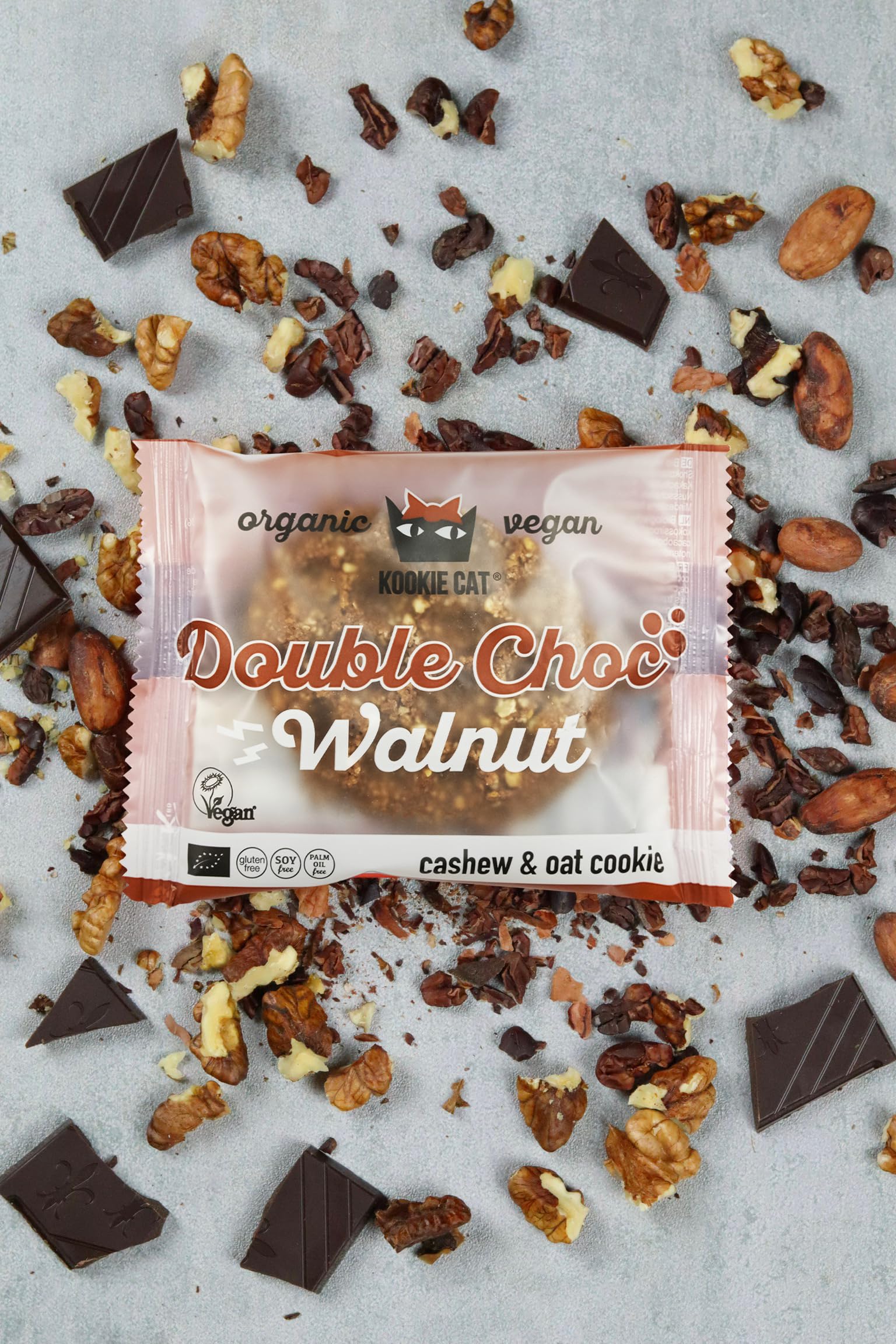 Kookie Cat Vanille Schokochip - Vegane Cookies Einzeln Verpackt, Glutenfrei, Sojafrei, Bio, Cashew & Hafer - 12 X 50g Multipack
