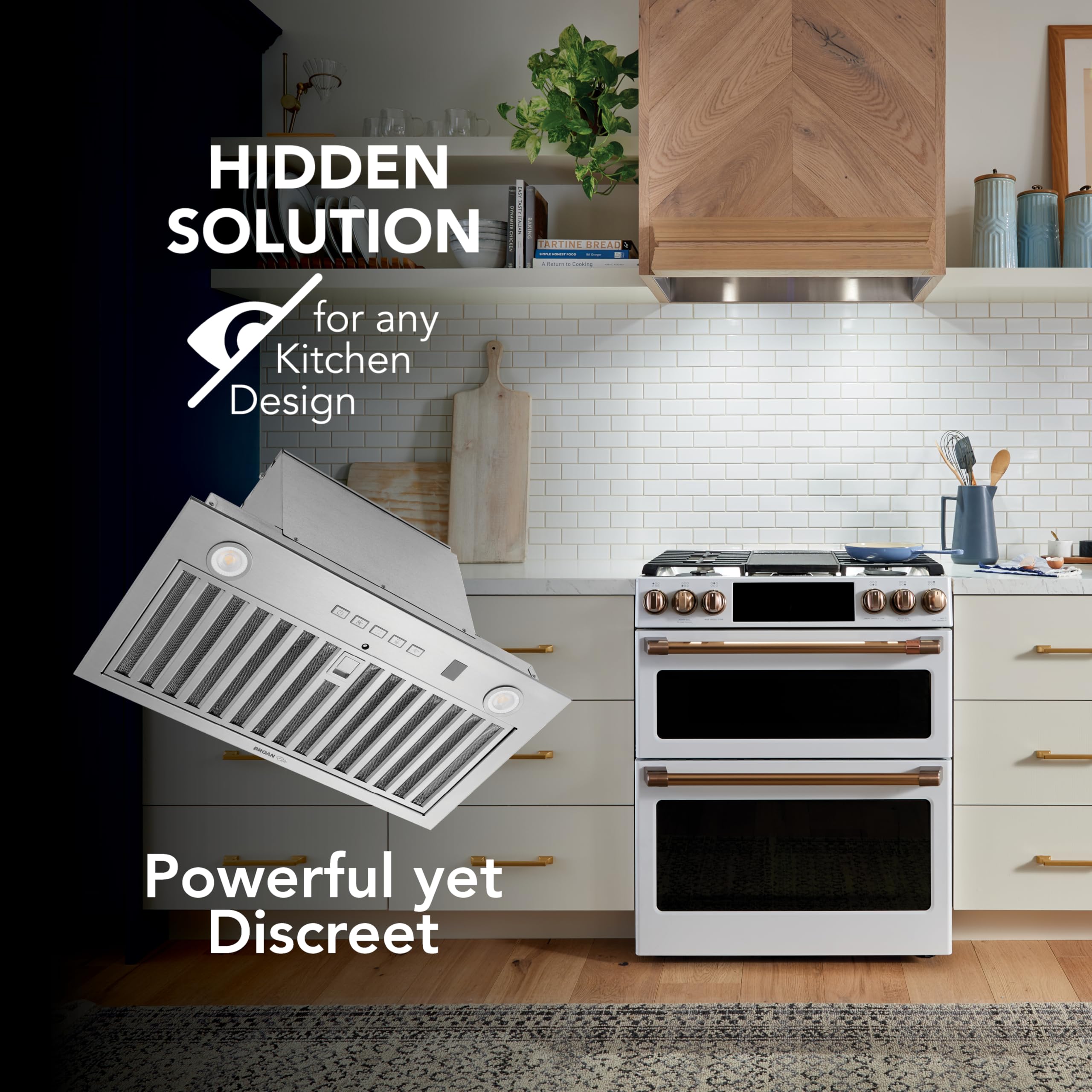 Broan-NuTone PM300SS Custom Power Pack Range Hood Insert with 2-Speed Exhaust Fan and Light, 300 Max Blower CFM, Stainless Steel, 21-Inch Built