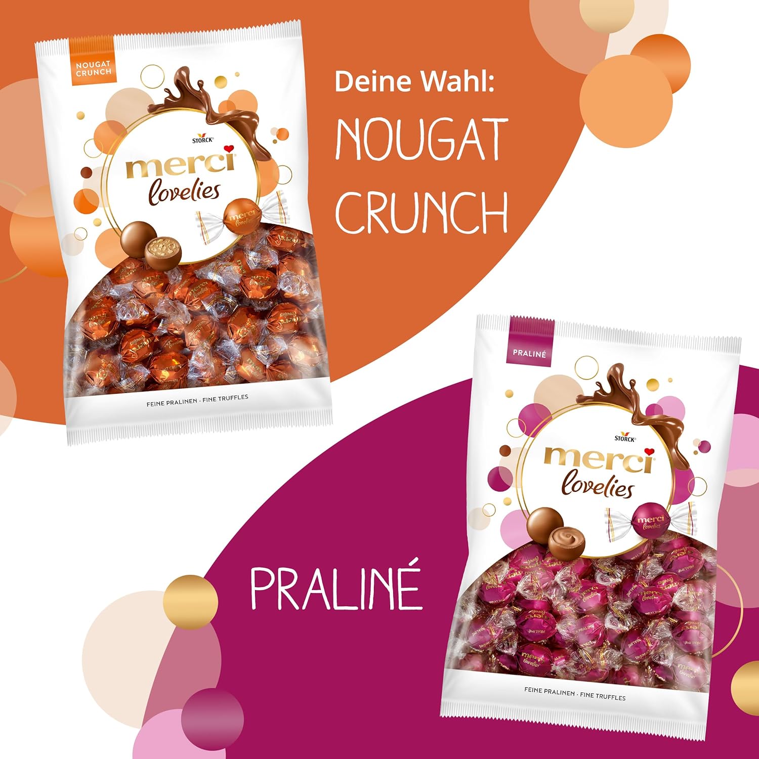 merci lovelies Classic – 1 x 185 g – Pralinen-Schachtel mit 5 gefüllten Schokoladen-Spezialitäten – Schokokugeln zum Teilen & Verschenken