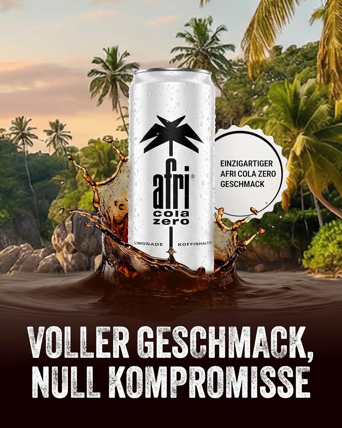 afri cola Zero – Cola-Drink kalorienfrei 24 x 330 ml in der Dose – Kultgetränk ohne Zucker mit vollem afri-Geschmack – Koffeinhaltige Cola-Limonade mit Süßungsmitteln in praktischen Getränkedosen