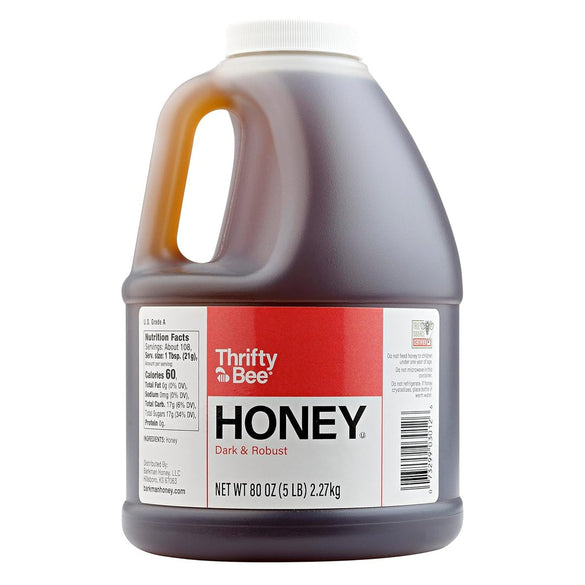 Thrifty Bee Honey, 80 Ounce (5 LB) Large Bulk Honey Jug