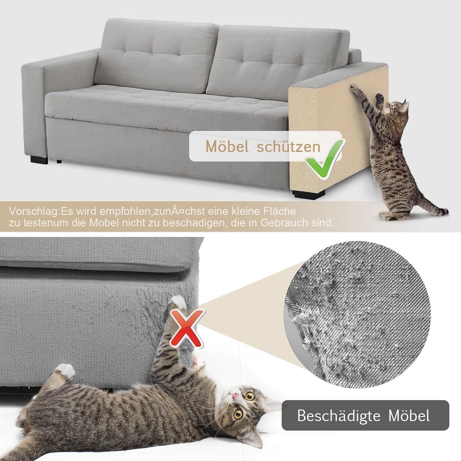 Selbstklebende Kratzschutzmatte für Sofa & Wand, 40x200 cm kratzschutz Sofa Katze - Trimmbarer Schutz gegen Katzenkratzer Couch Schutz von DIY Krallen Katzenteppich
