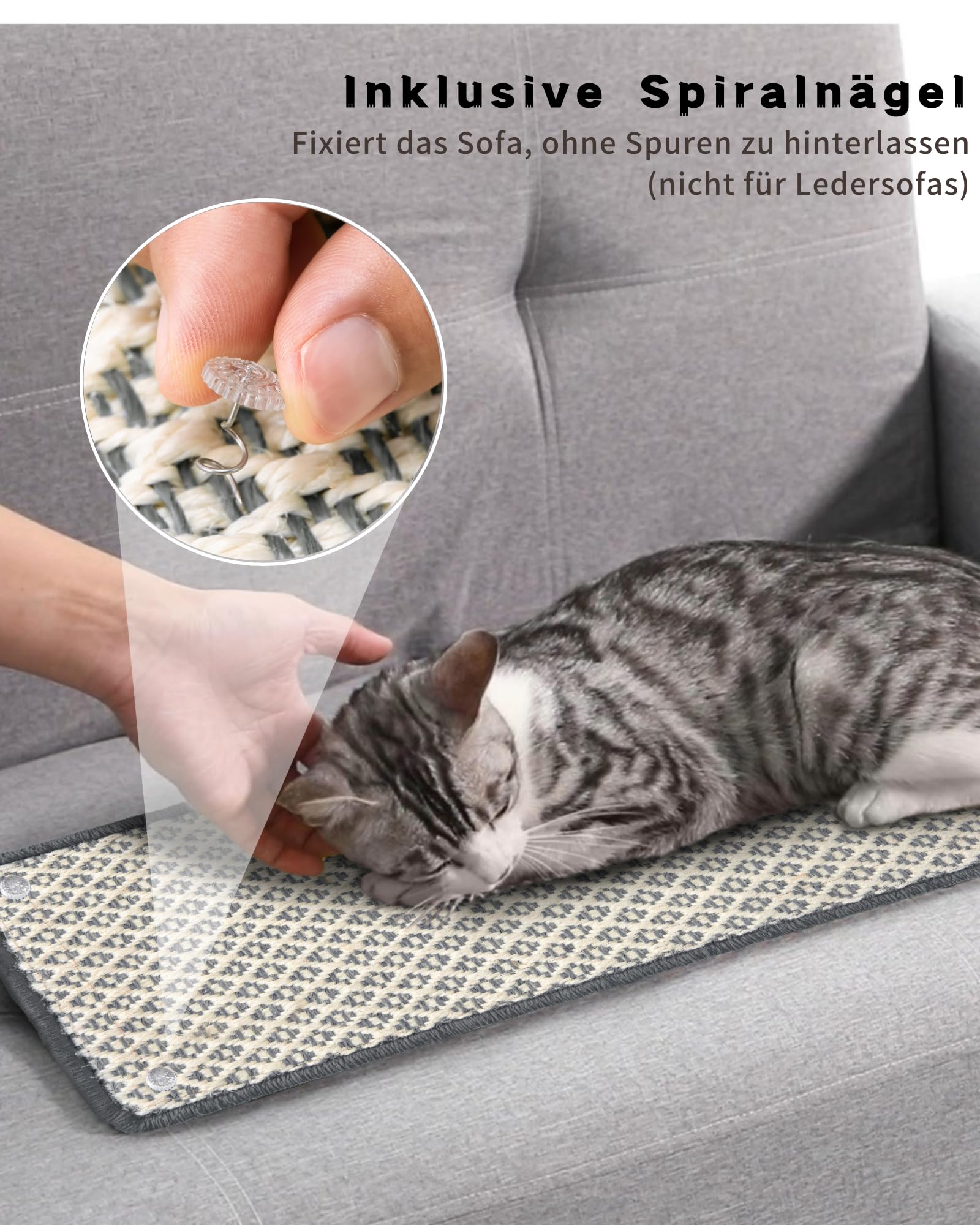 2 Stück Kratzmatte aus Sisal, Kratzmatte für Katzen, mit Klebeband, Katzenkratzmatte, Teppich zum Schutz der Wand, 60 × 25 cm (Braun)