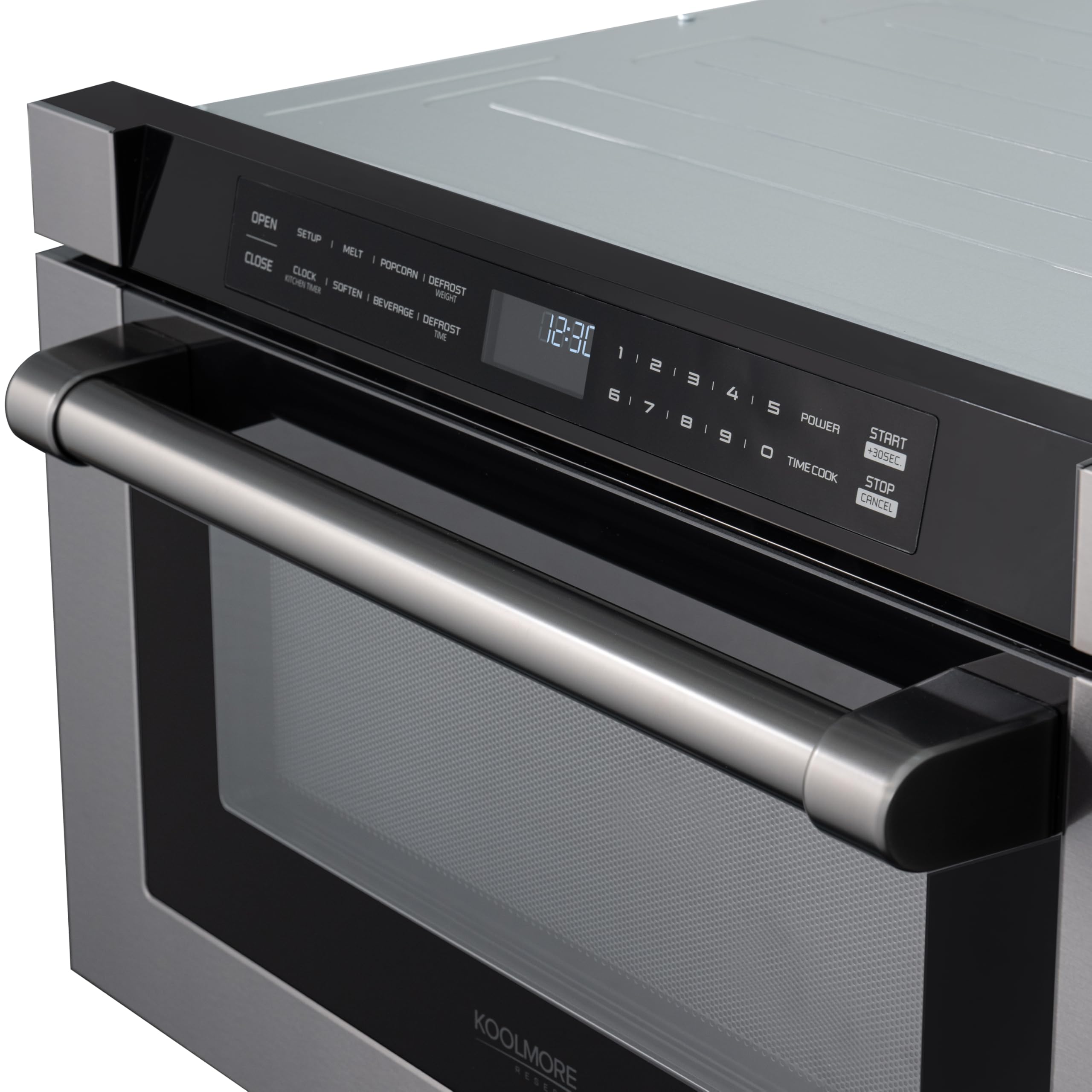 KoolMore Reserve Built-in Microwave Convection Oven with Air Fry, 3-in-1 Combo, Sensor Cook, Soft-Close Door, Stainless Steel, 24 in. / 1.6 cu. ft. with NEMA 5-20P Plug in Black