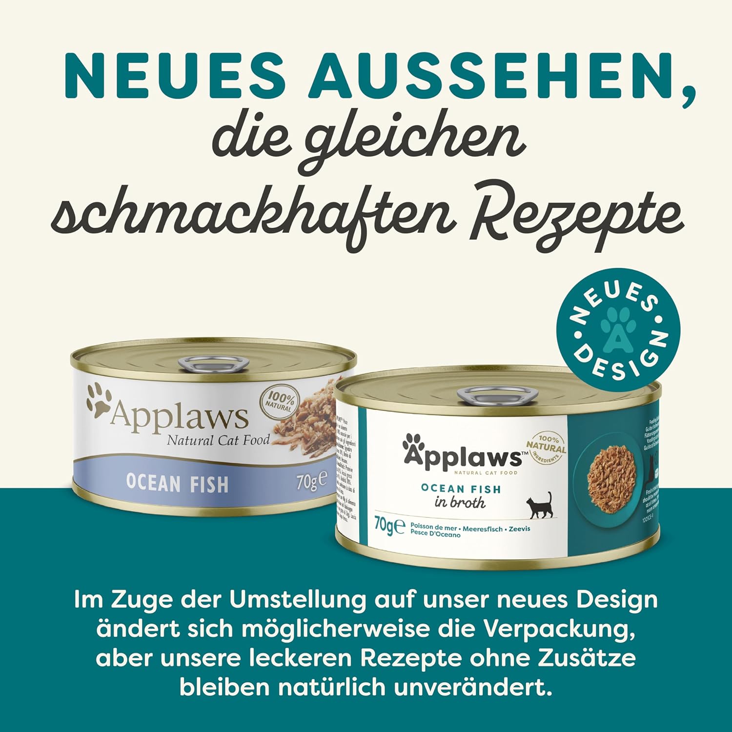 Applaws 100% Natural Thunfischfilet Nassfutter in Brühe für ausgewachsene Katzen - 24 x 70g Dosen