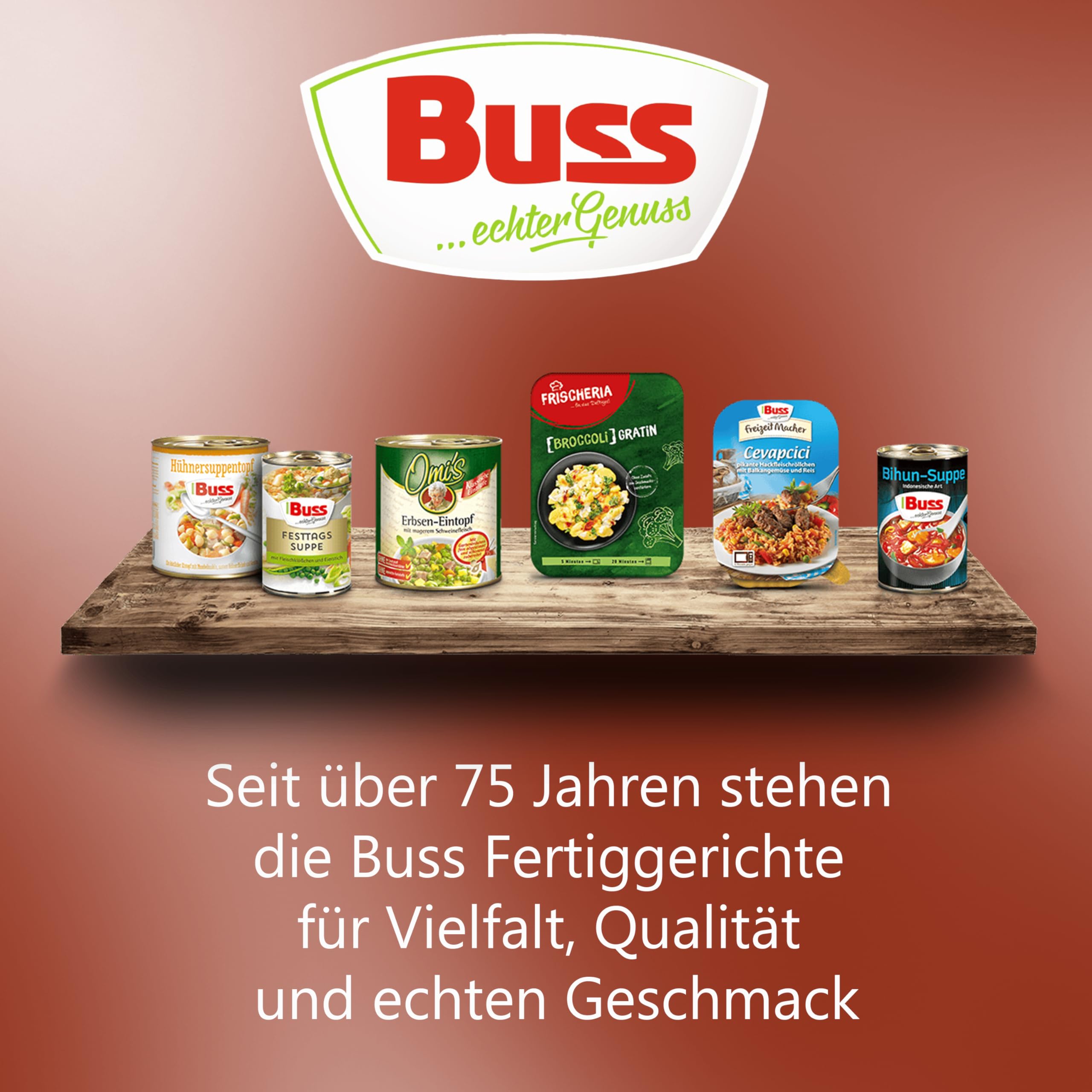 Buss Asia Suppen - Bihunsuppe Original nach indonesischer Art - Milde Asia Suppe mit Paprika, Hühnerfleisch und Glasnudeln - Schnelle Fertiggerichte zum Aufwärmen in Mikrowelle & Topf - 12 x 400g