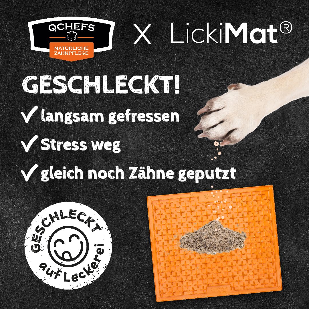 QCHEFS 2er Pack Großpackung Papie Zahnputzflocken für große Hunde - Zahnpflege Hund, ohne Dentalspray für Hunde, Zahnsteinentferner & Mundgeruch Kontrolle, Ideal für Hunde von der Schleckmatte