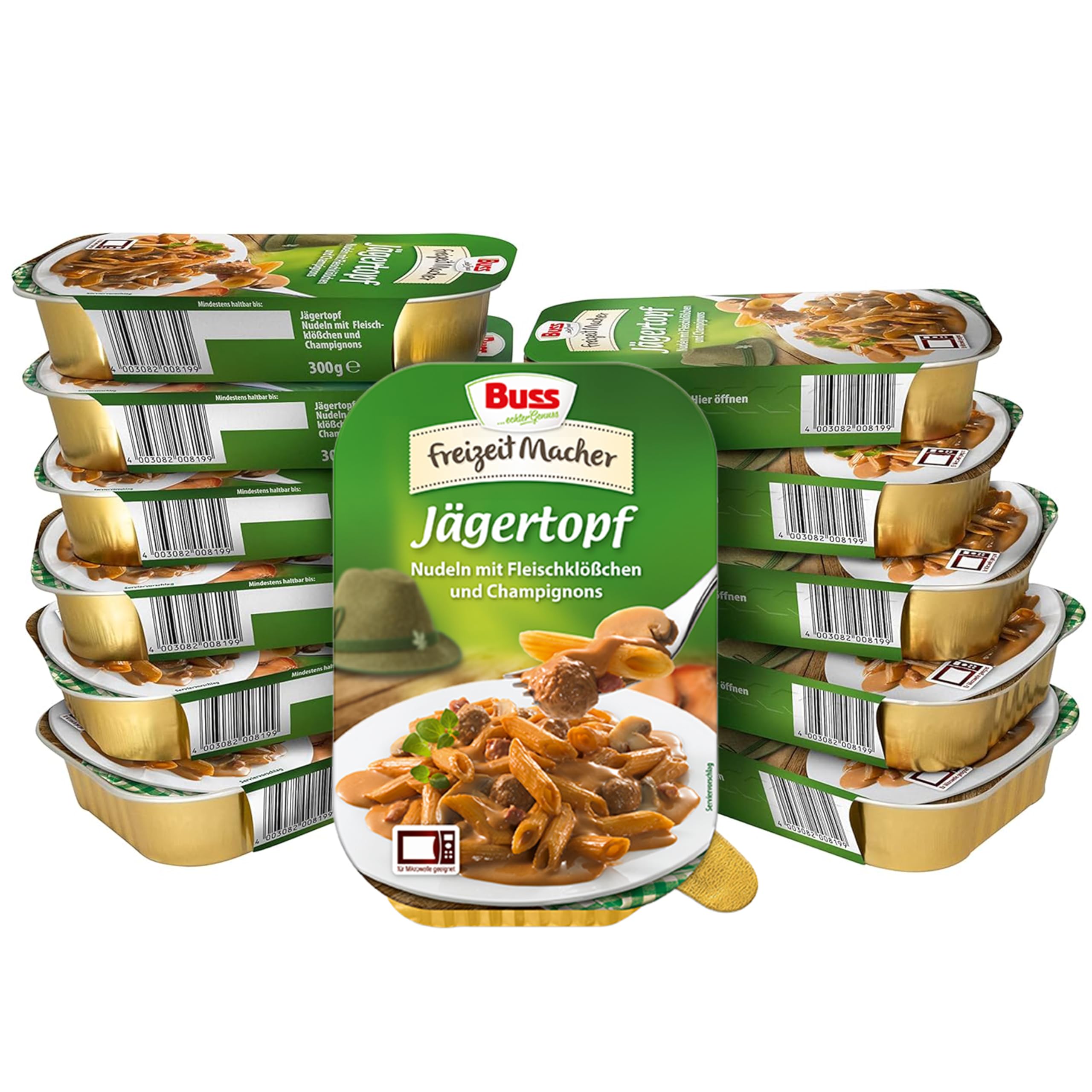 Buss Freizeitmacher Traditioneller Grünkohl Eintopf mit Kartoffeln und Mettenden - Fertiggerichte zum Aufwärmen in Mikrowelle & Topf - Schnell & Einfach Zubereitet - 12 x 300g