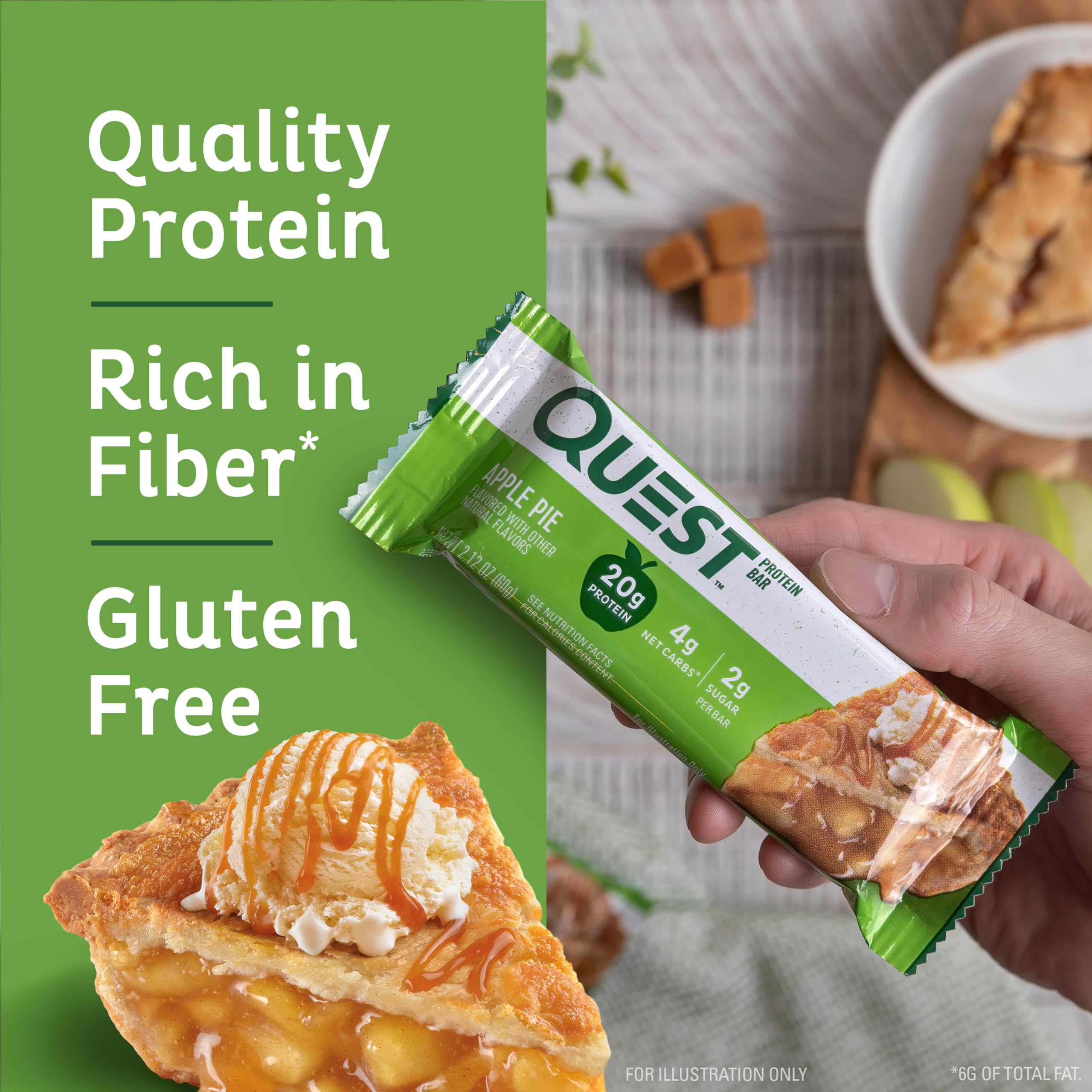 Quest Nutrition Chocolate Chip Dough Cookie Protein Bars, 21g Protein, 1g Sugar, 4g Net Carbs, High Fiber, Gluten Free, Keto-Friendly, 12 Count