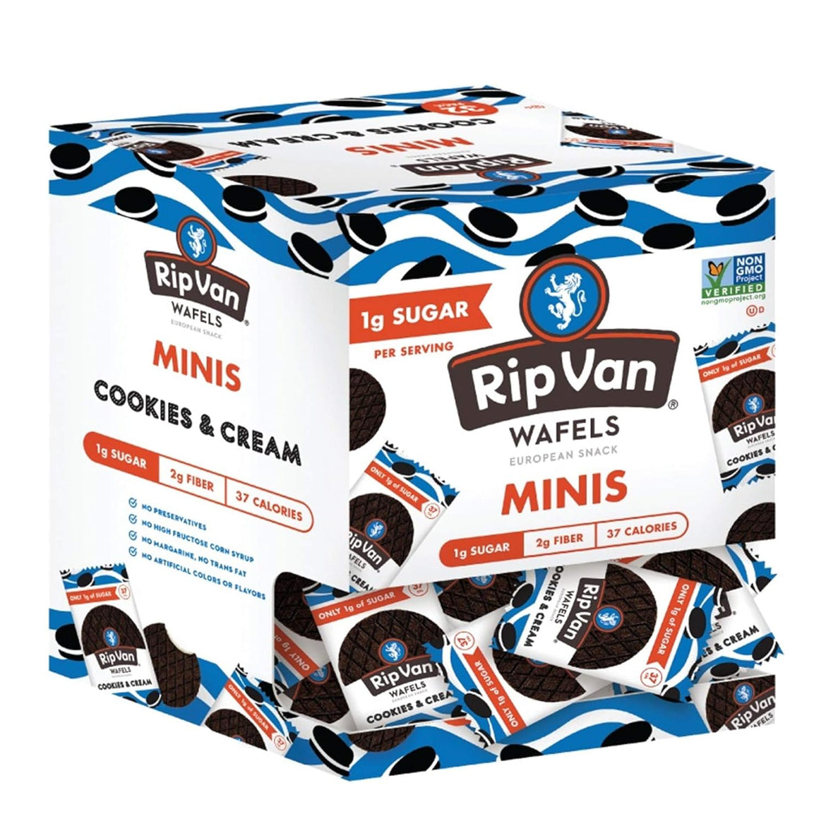 Rip Van Wafels Dutch Caramel Mini Stroopwafels, Low Carb Snacks, Non GMO Snack, Keto Friendly, Office Snacks, Low Calorie Snack, Low Sugar, 32 Pack