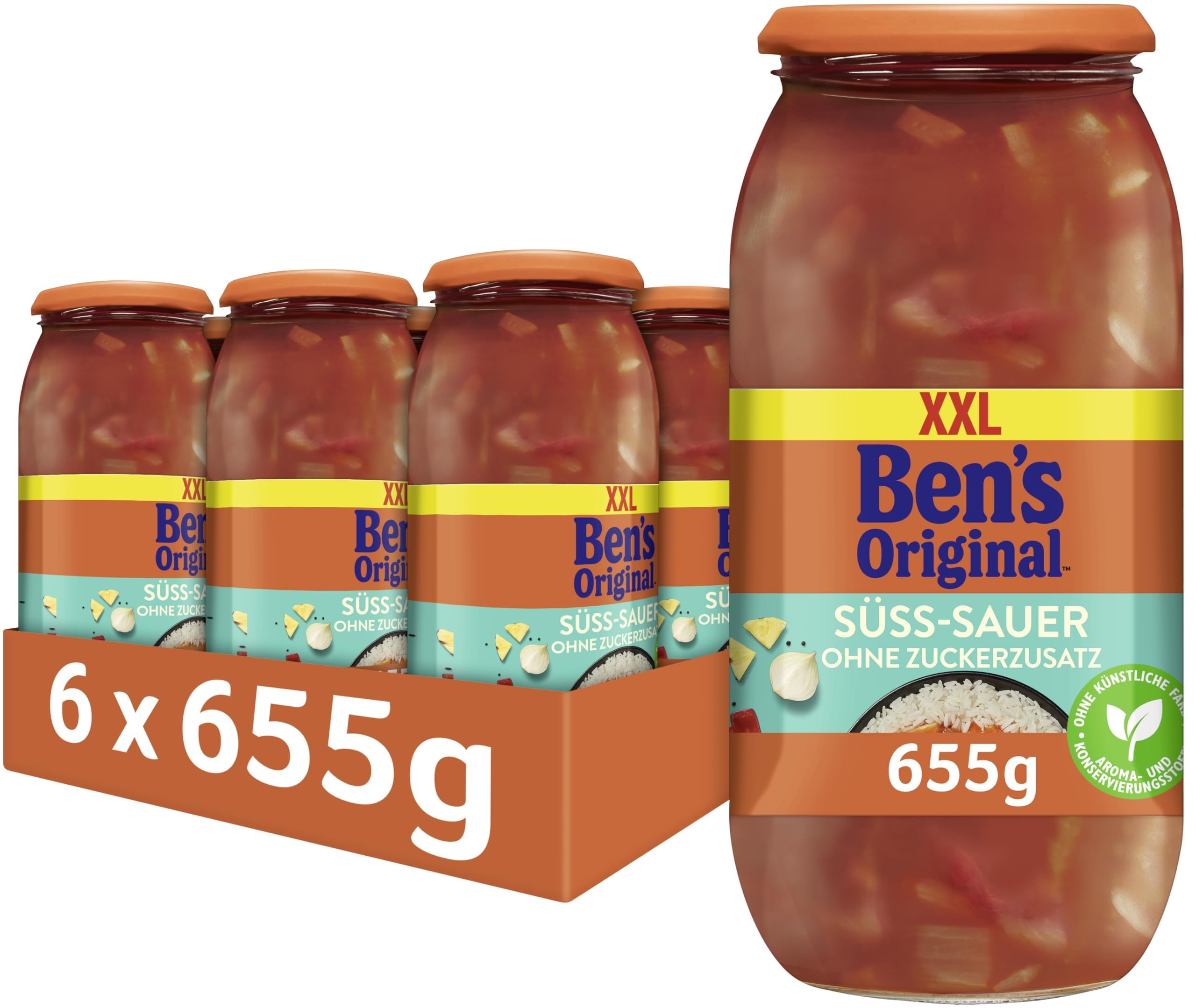 BEN’S ORIGINAL Sauce Süß-Sauer Ohne Zuckerzusatz, 6 Gläser (6 x 395 g)