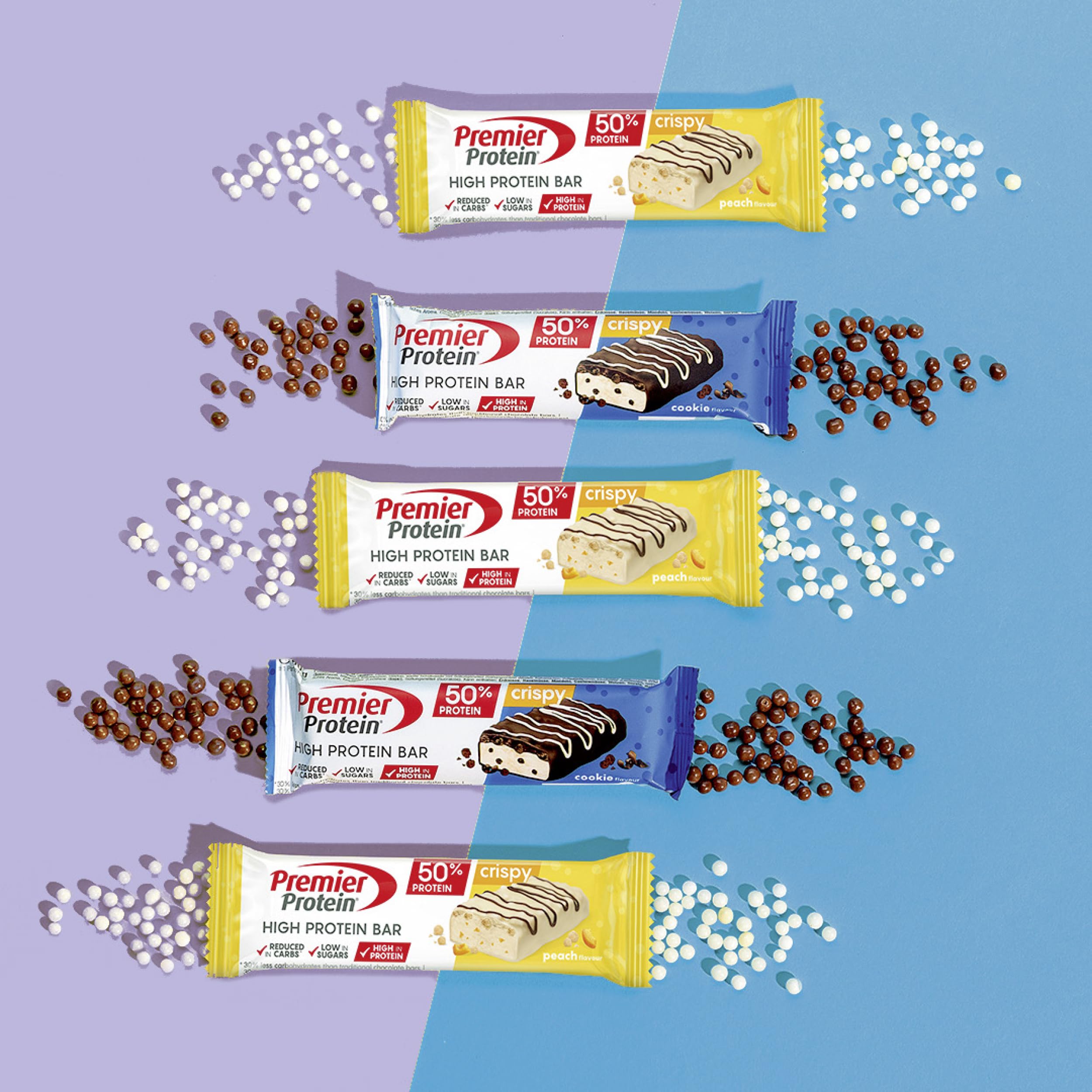 Premier Protein - High Protein Bar 50% - Double Chocolate Cookie - 16x40g - Zuckerarm - Kohlenhydratarm - palmölfrei