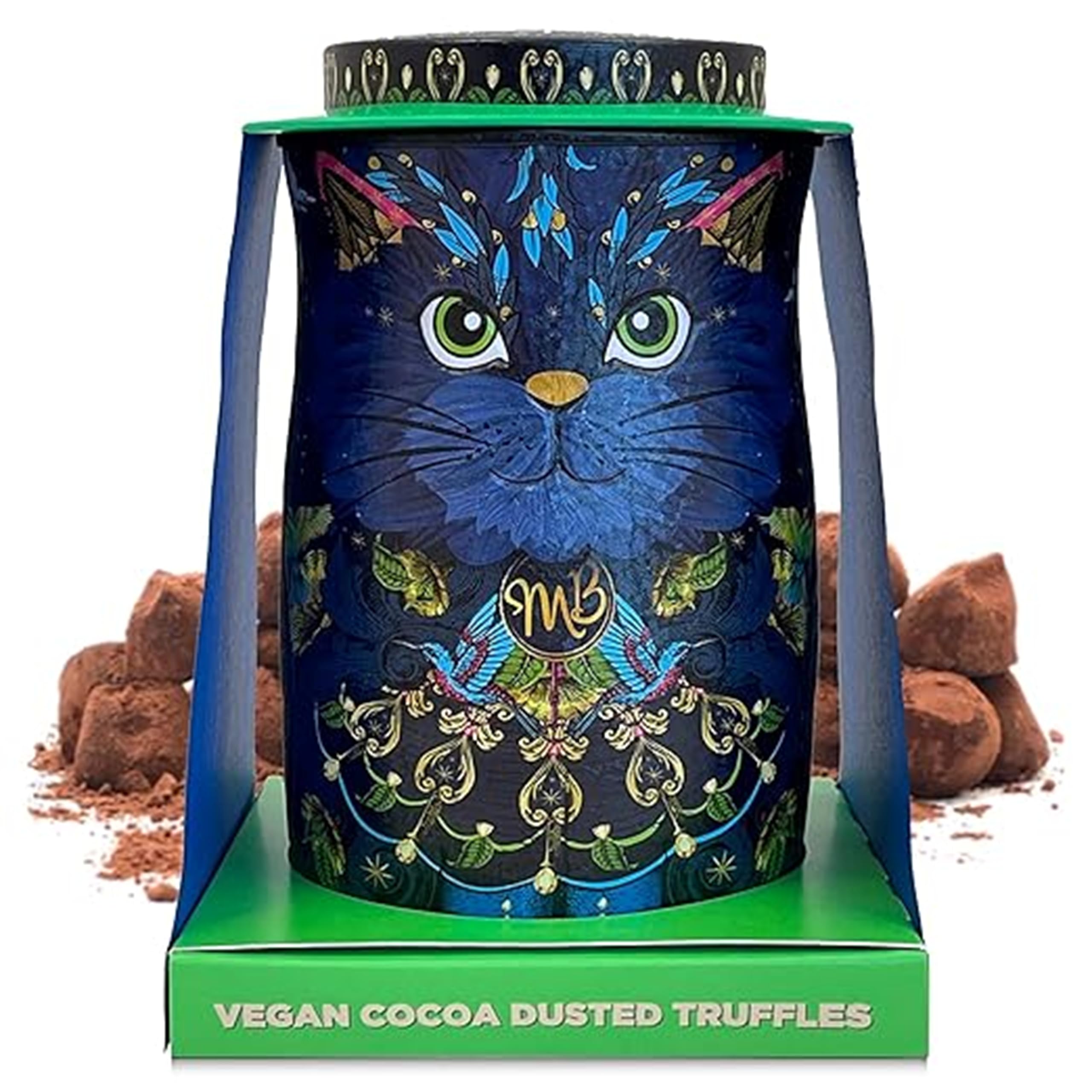 Monty Bojangles Kit-Tins Schokoladentrüffel (4 x 36g) Truffle Pralinen mit Kakao bestäubt Pralinen, Schokolade Sammlerdose mit Katzen-Design, Geschenkset mit vier Geschmacksrichtungen