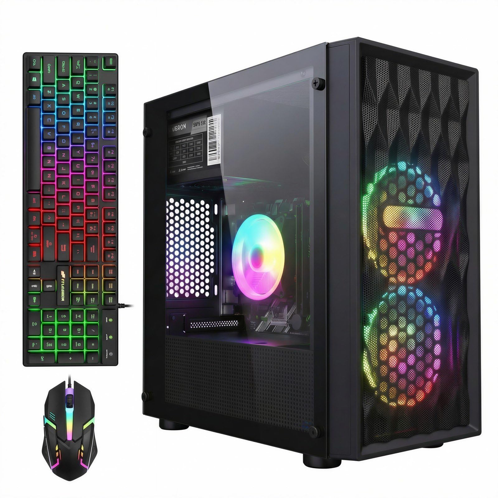 STGAubron Gaming PC Desktop Computer, Intel Core i7 up to 3.9GHz, Radeon RX 580 8G, 16G RAM, 512G SSD, WiFi 6, BT 5.0, RGB Fan x4, Windows 11 Home