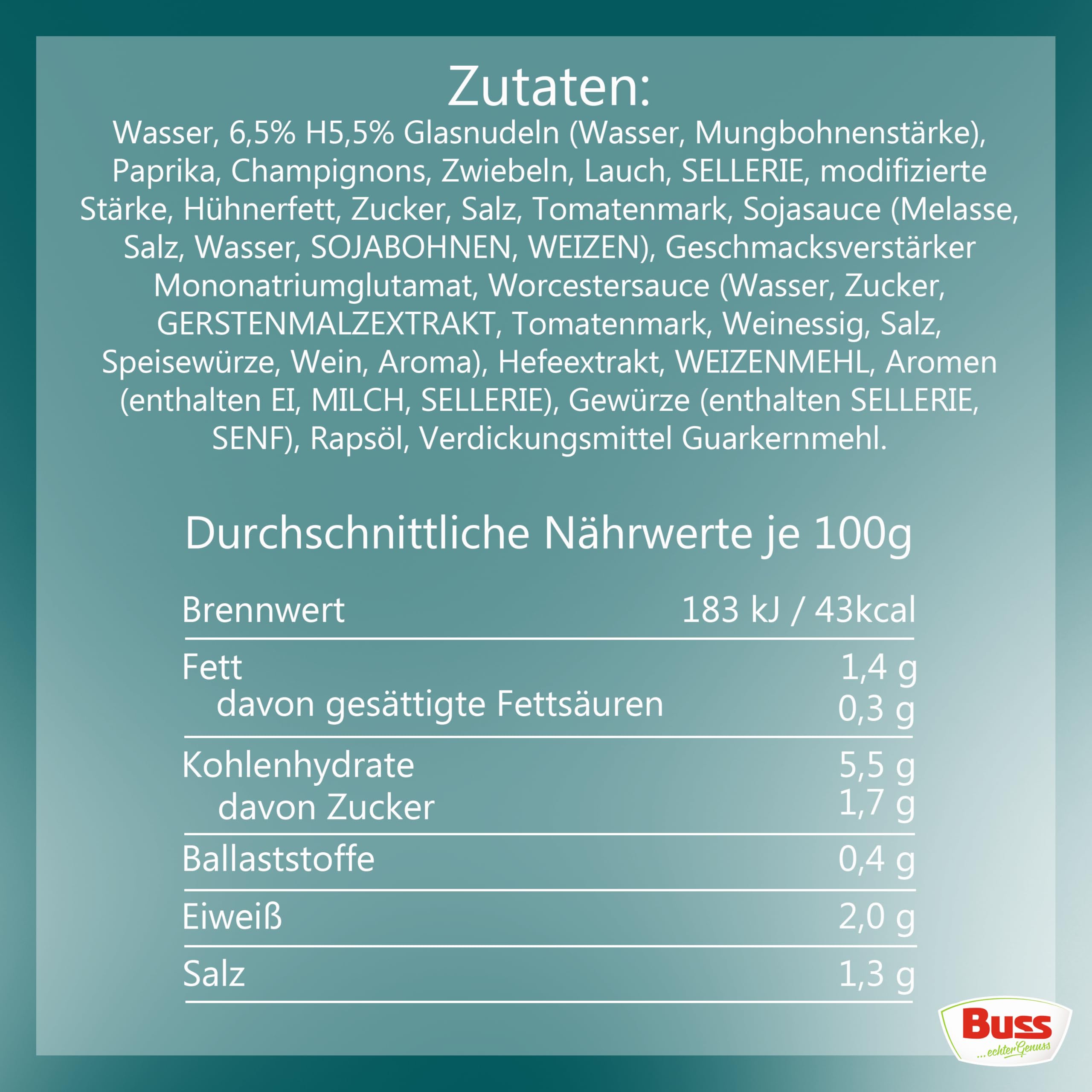 Buss Asia Suppen - Bihunsuppe Original nach indonesischer Art - Milde Asia Suppe mit Paprika, Hühnerfleisch und Glasnudeln - Schnelle Fertiggerichte zum Aufwärmen in Mikrowelle & Topf - 12 x 400g