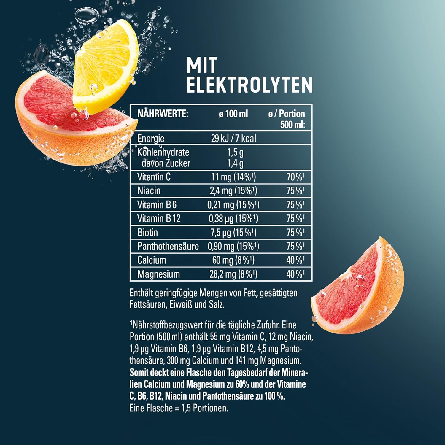 hohes C Vitamin Water Protect Limette & Ingwer (6 x 750ml), für dein Immunsystem: Vitamin C, D, E + Zink, gegen oxidativen Stress, nur 6kcal/100ml, ohne Zuckerzusatz & Süßungsmittel, vegan