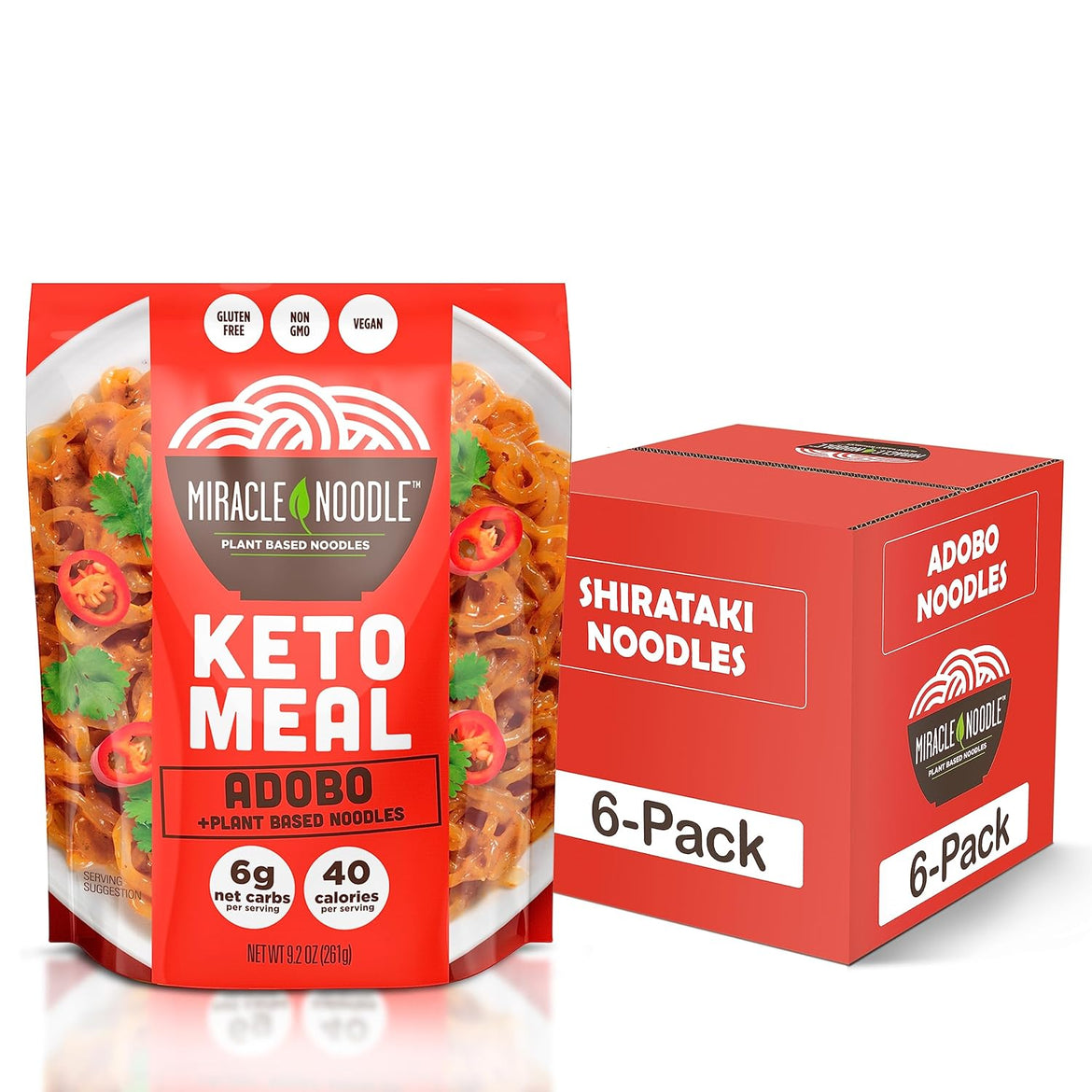 Miracle Noodle Ready to Eat Organic Spaghetti Pasta, 7 Oz (Pack of 6), Plant Based Shirataki Konjac Noodles, 5 Calories, 1g Net Carbs Per Serving, Keto, Gluten-Free