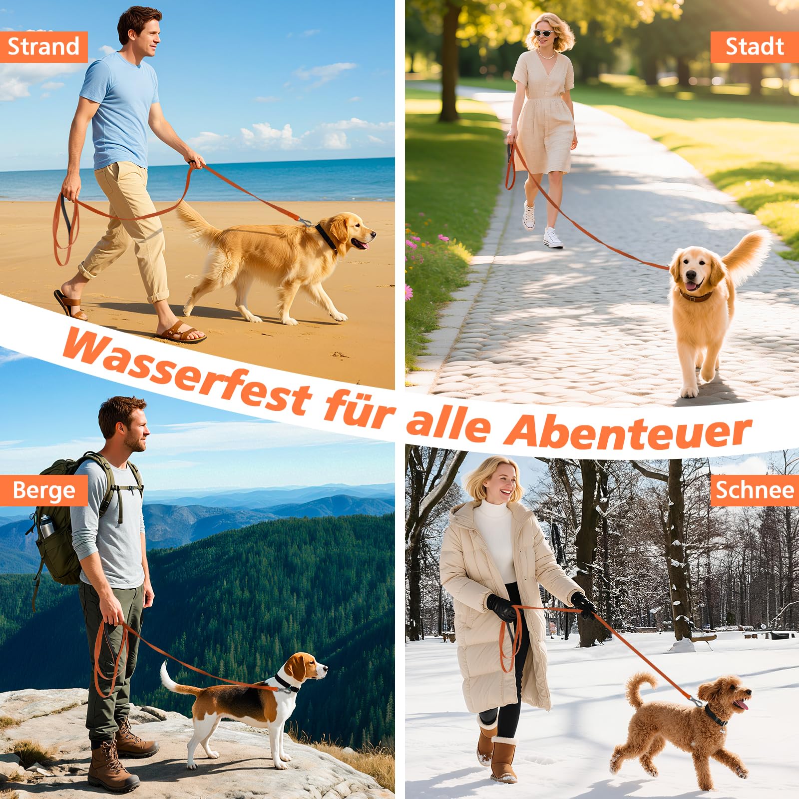 X XBEN Wasserdicht Schleppleine für Hunde,3M 5M 10M 15M 20M 30M Gummierte Schleppleine mit Abschließbarer Karabine,Wasserfest Hundeleine Laufleine für Große bis Kleine Hunde,Robuste Trainingsleine