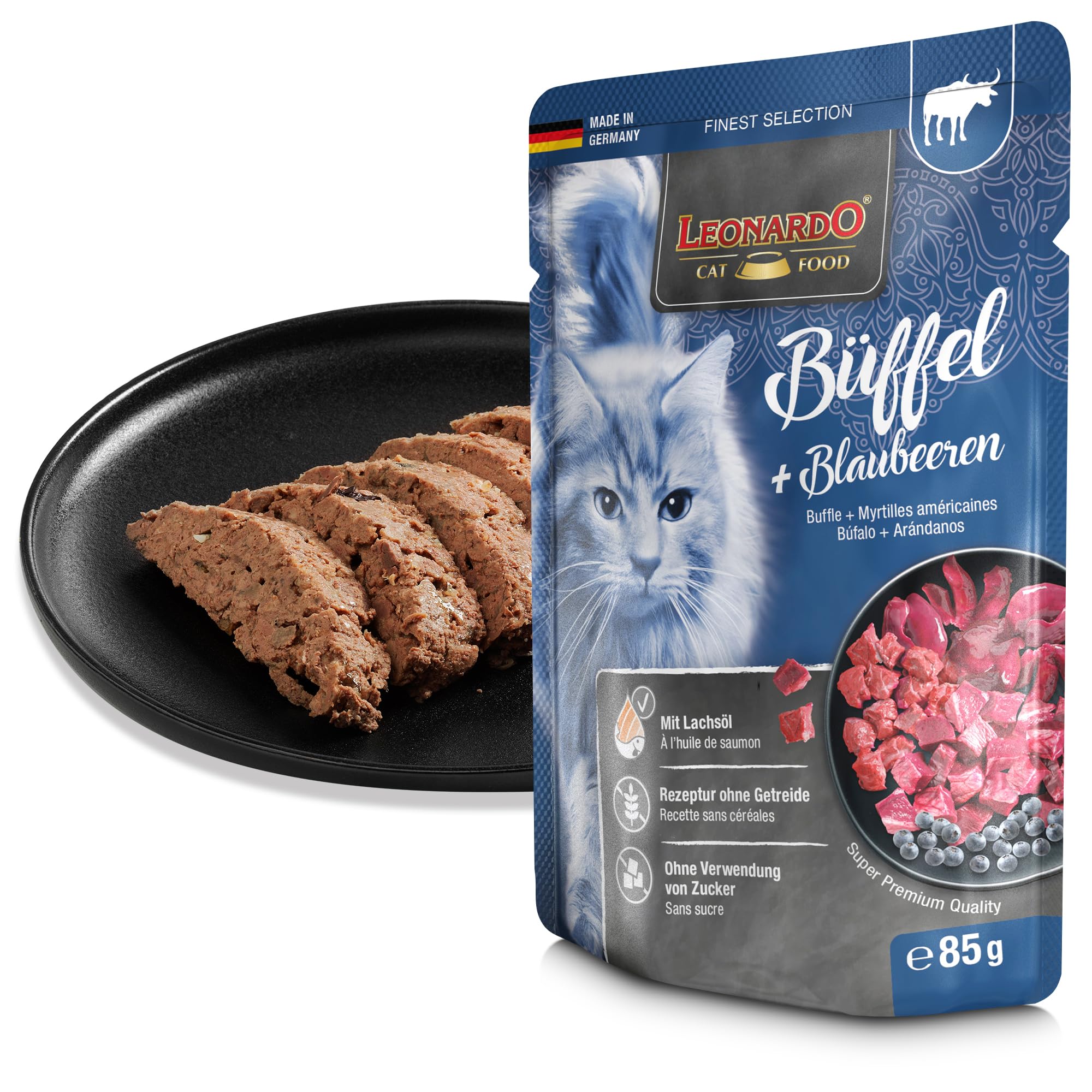 LEONARDO Frischebeutel [16x85g Kaninchen + Cranberries] | Getreidefreies Nassfutter für Katzen | Feuchtfutter Alleinfutter im Einzelportionsbeutel