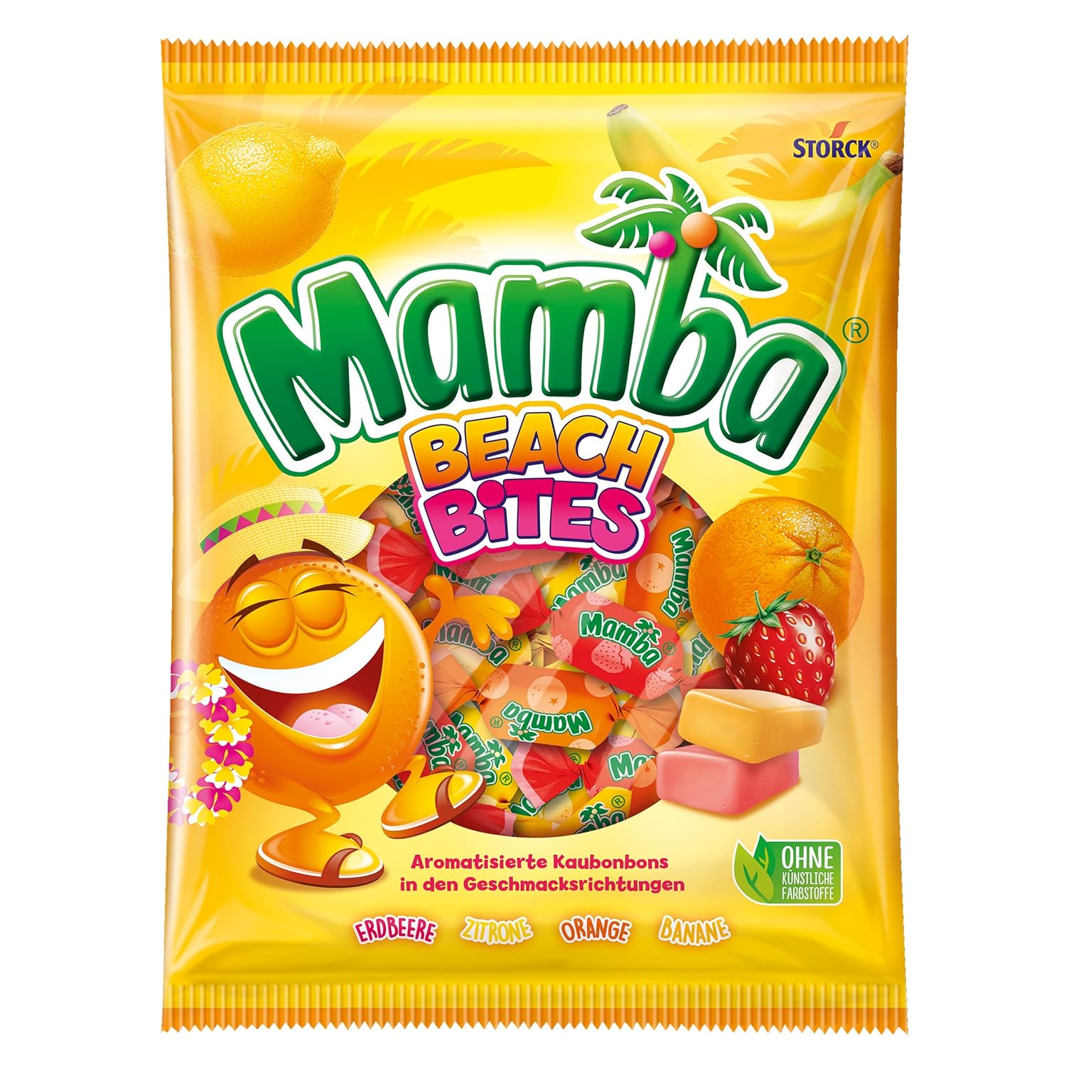 Mamba Beach Mix – 1 x 160g – Fruchtige Kaubonbons mit Mamba Beach Surfer, Mamba Beach Sticks & Mamba Beach Bites – Fruchtgummi Mix einzeln verpackt