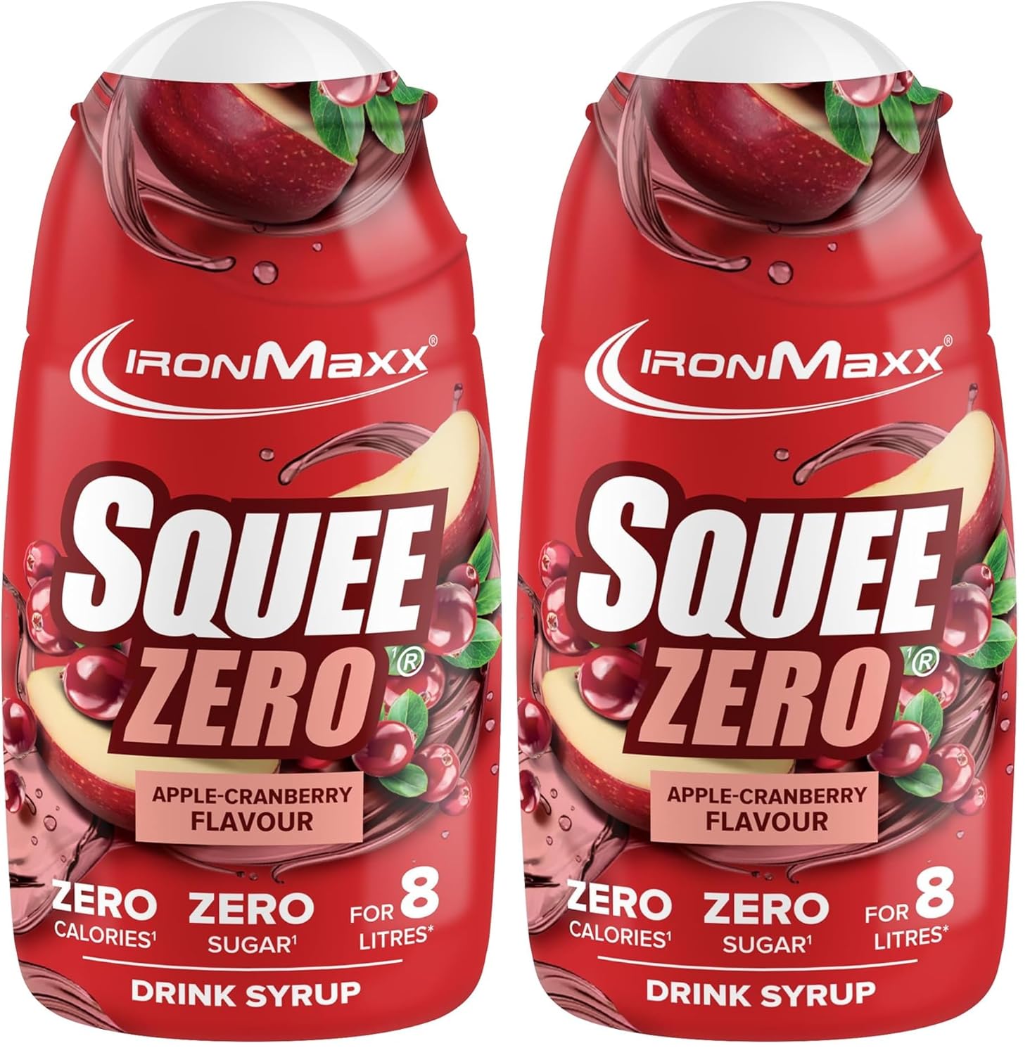 IronMaxx SqueeZero - Raspberry 65ml | Sirup, Erfrischendes Geschmackserlebnis für 8 Liter, Zuckerfrei und Kalorienfrei in 100ml verzehrfertigem Getränk