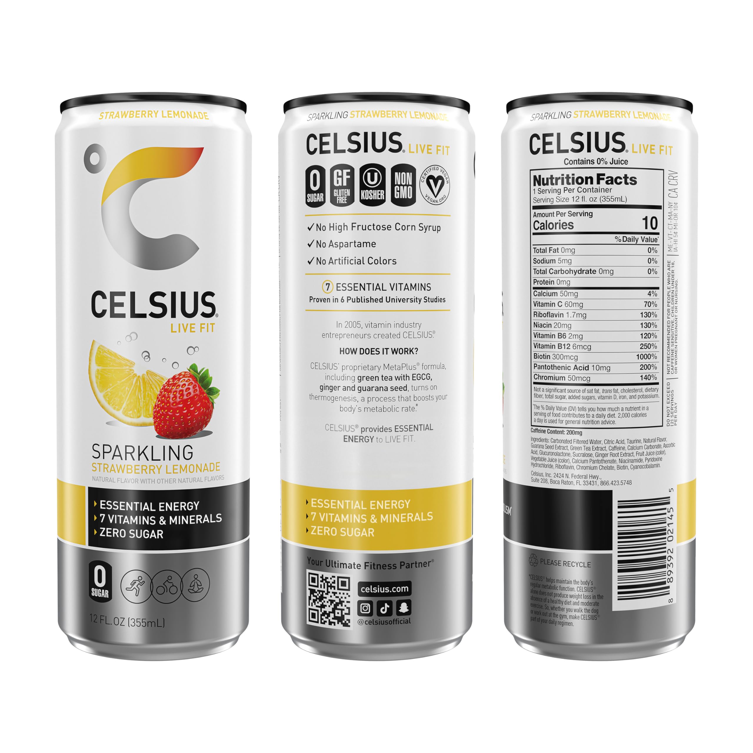 CELSIUS Sparkling Kiwi Guava, Functional Essential Energy Drink 12 Fl Oz (Pack of 12)
