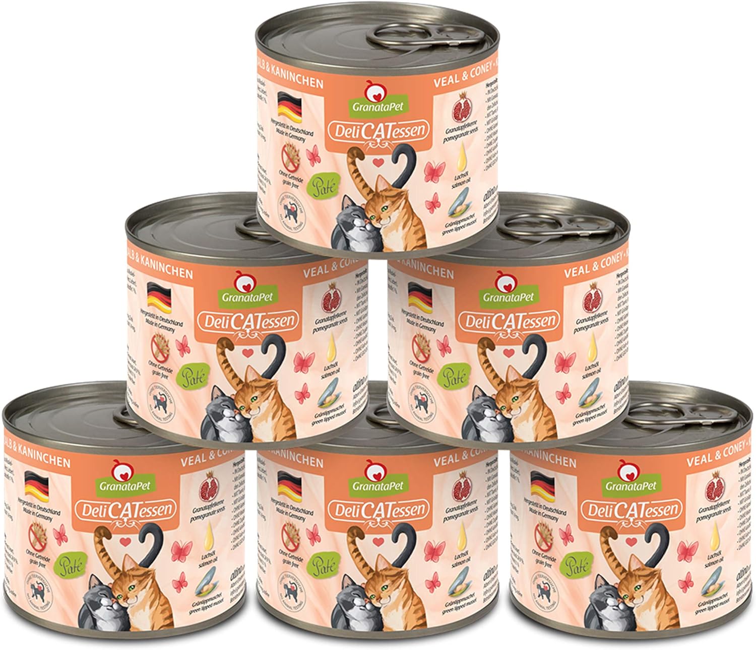 GranataPet DeliCatessen Huhn PUR, Nassfutter für Katzen, Futter ohne Getreide & ohne Zuckerzusätze, Katzenfutter mit hohem Fleischanteil & hochwertigen Ölen, 6 x 400 g