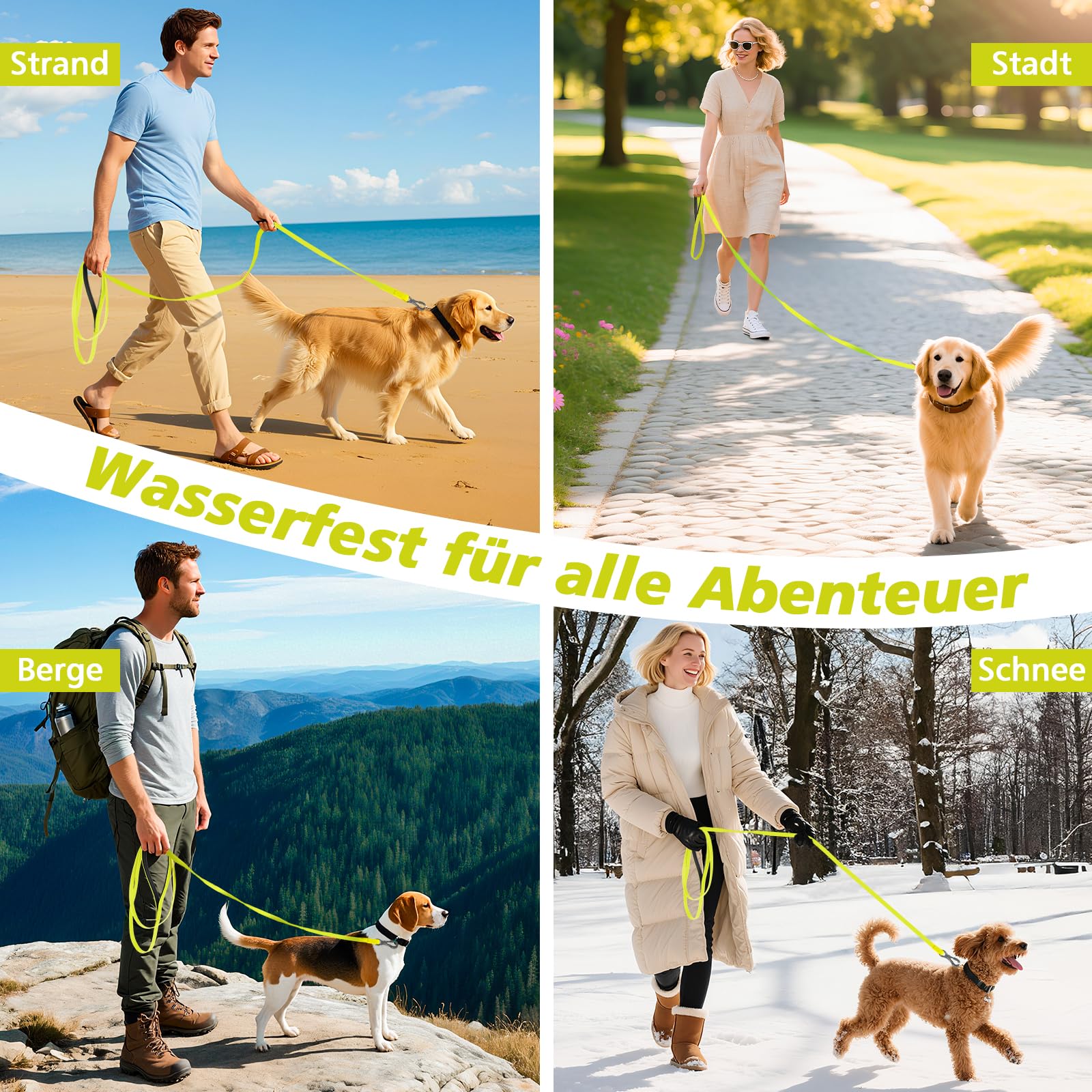 X XBEN Wasserdicht Schleppleine für Hunde,3M 5M 10M 15M 20M 30M Gummierte Schleppleine mit Abschließbarer Karabine,Wasserfest Hundeleine Laufleine für Große bis Kleine Hunde,Robuste Trainingsleine
