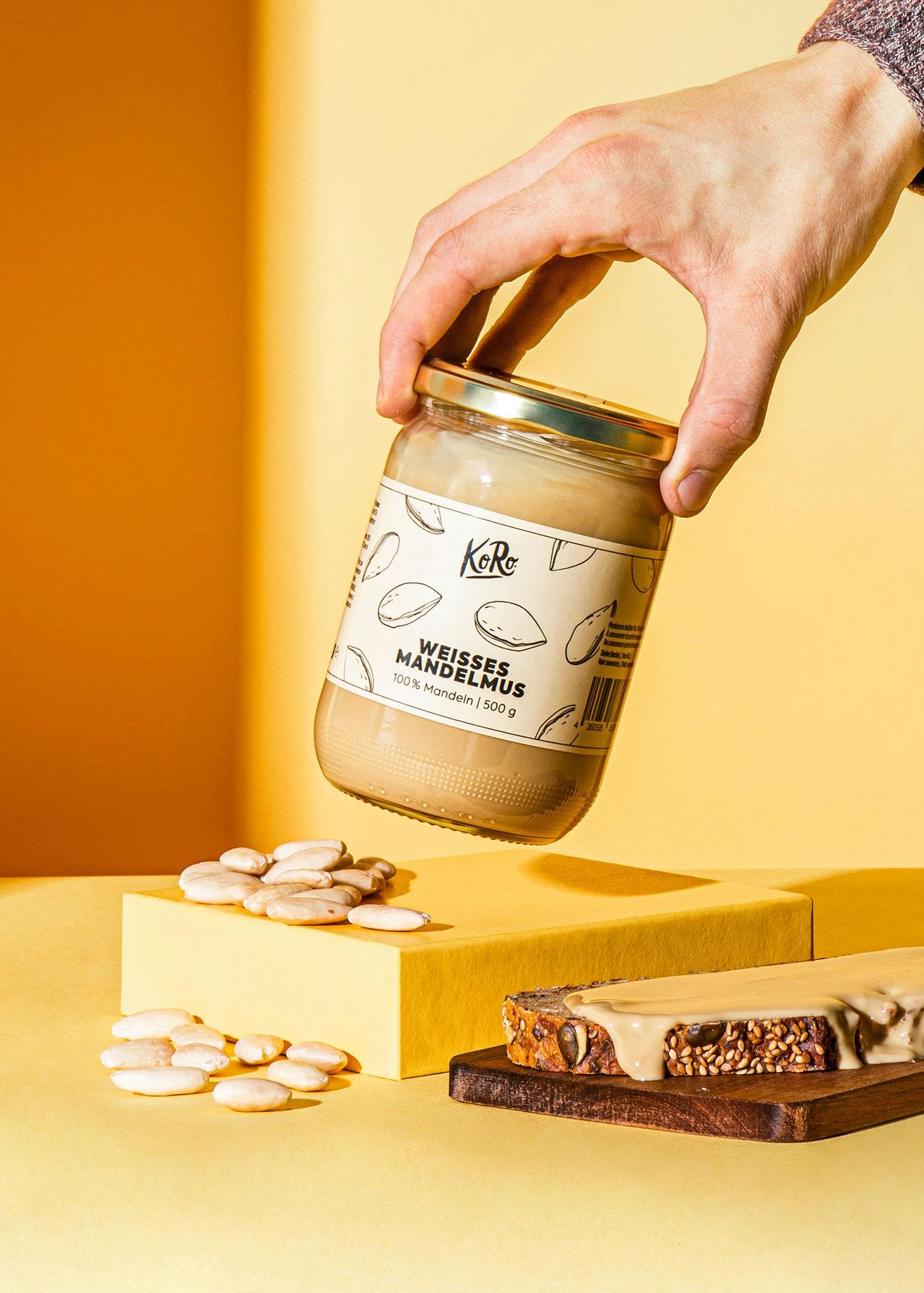 KoRo - Weißes Mandelmus 2 x 500 g - Nussmus ohne Zusatz von Zucker und Palmöl - 100% Mandeln - Unvergleichbar cremig - Vegan - Proteinquelle