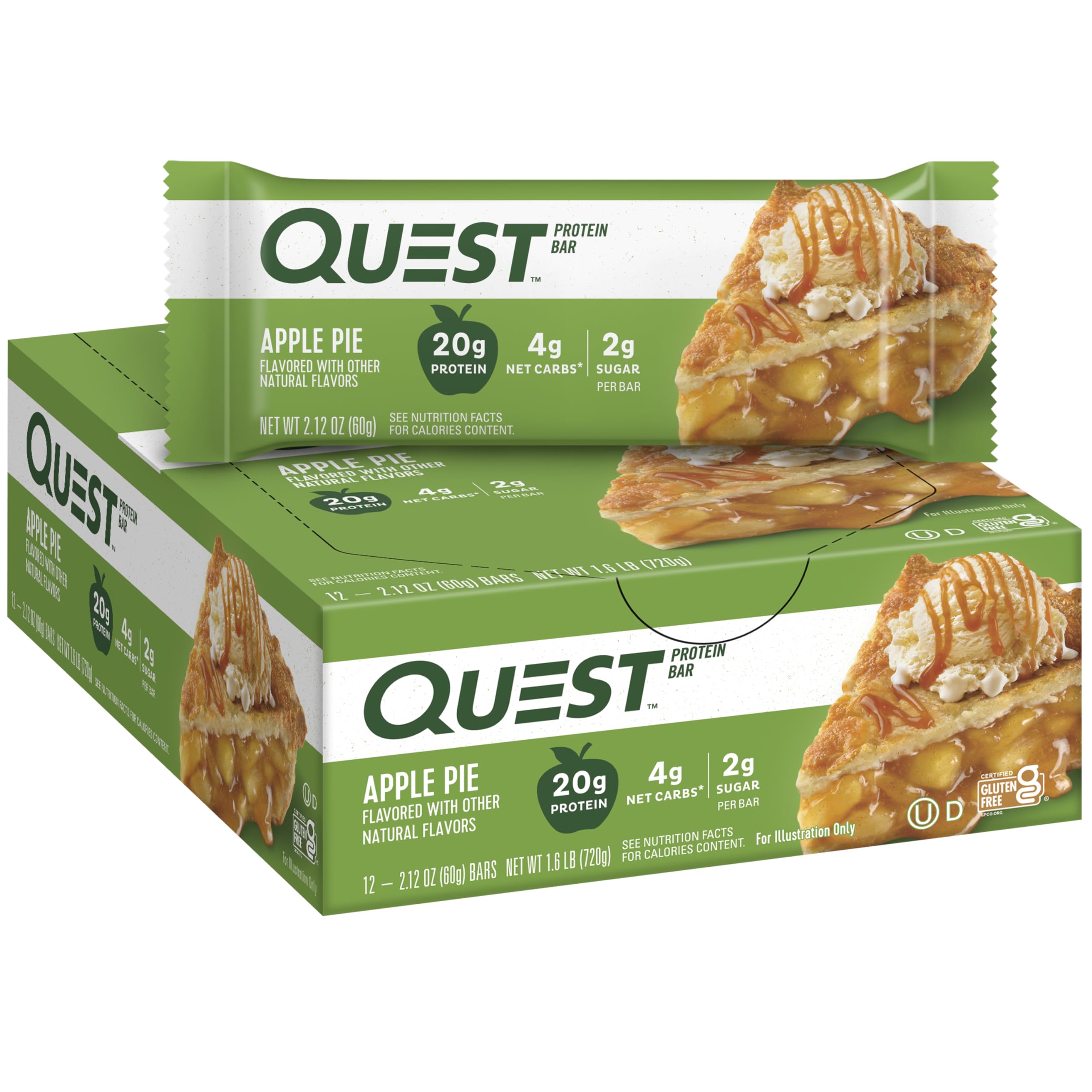 Quest Nutrition Chocolate Chip Dough Cookie Protein Bars, 21g Protein, 1g Sugar, 4g Net Carbs, High Fiber, Gluten Free, Keto-Friendly, 12 Count