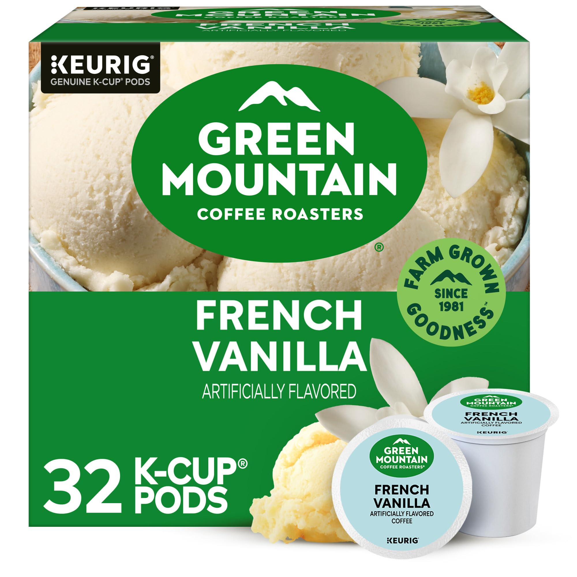 Green Mountain Coffee Roasters Caramel Vanilla Cream Keurig Single-Serve K-Cup pods, Light Roast Coffee, 72 Count