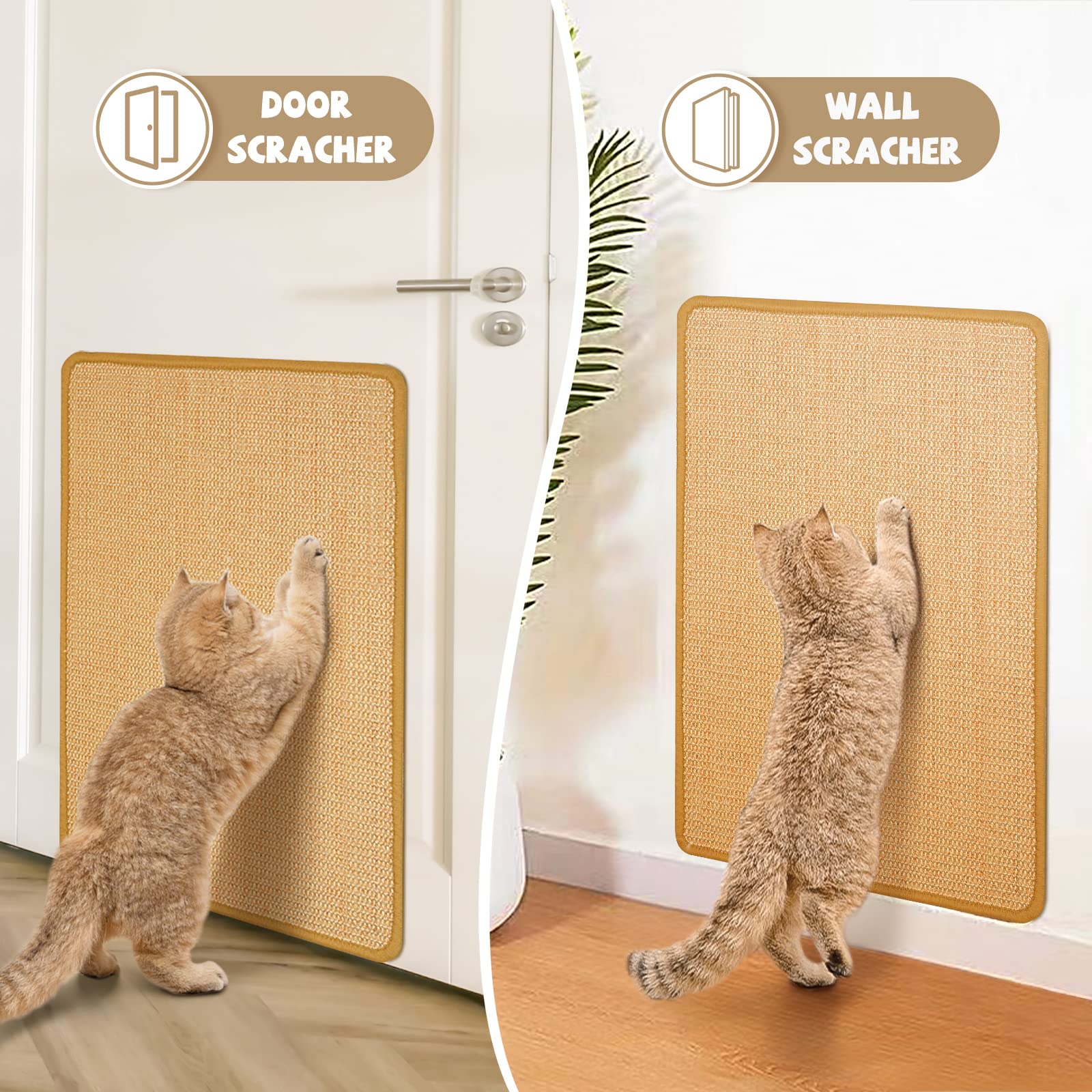 Graciadeco 2 Kratzmatte Katze Wand Sisal Teppich, 60 x 40cm Katzen Kratzbrett Natürlich Katzenkratzbretter, Katzenteppich Sisalmatte Kratzecke für Schützt Möbel, Sofas & Teppiche grau