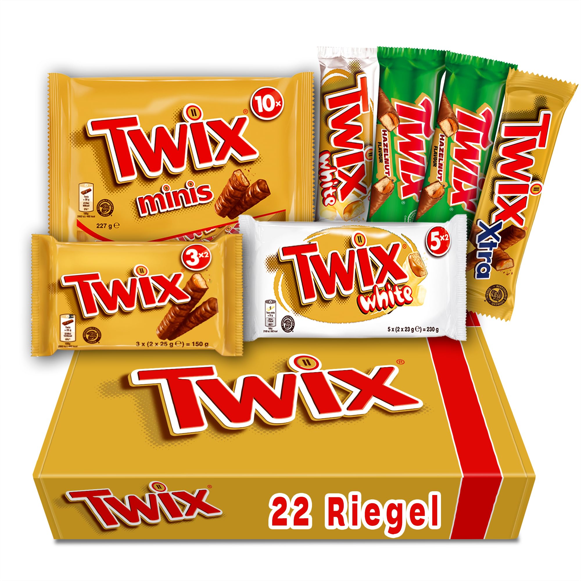 Twix Milchschokoladenriegel mit Keks und Karamell, Schokolade, 32 Snack-Riegel à 50g