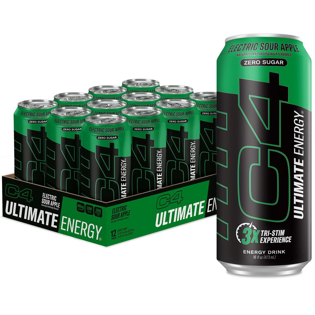 Cellucor C4 Ultimate | Pre Workout Sugar Free Energy Drink | Tri-Stim Experience with 300mg Caffeine + TeaCrine + Dynamine | Fruit Punch | 16oz (Pack of 12)