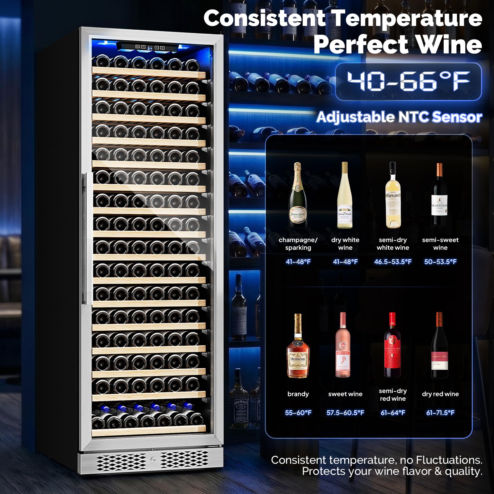 ROVSUN 18 Bottle Wine Fridge, Freestanding Compressor Wine Cooler Refrigerator, Beverage Wine Chiller with Digital Temperature Control & Double-layer Glass Door for Red White Wine, Champagne, Beer