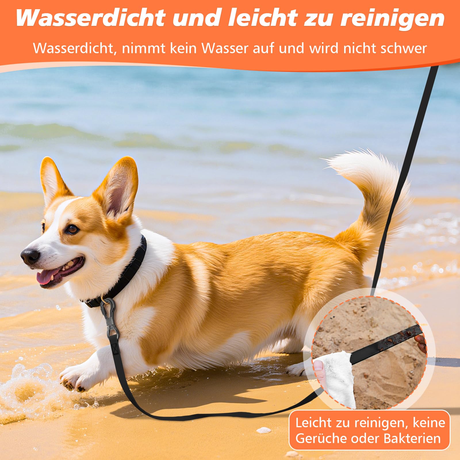 X XBEN Wasserdicht Schleppleine für Hunde,3M 5M 10M 15M 20M 30M Gummierte Schleppleine mit Abschließbarer Karabine,Wasserfest Hundeleine Laufleine für Große bis Kleine Hunde,Robuste Trainingsleine