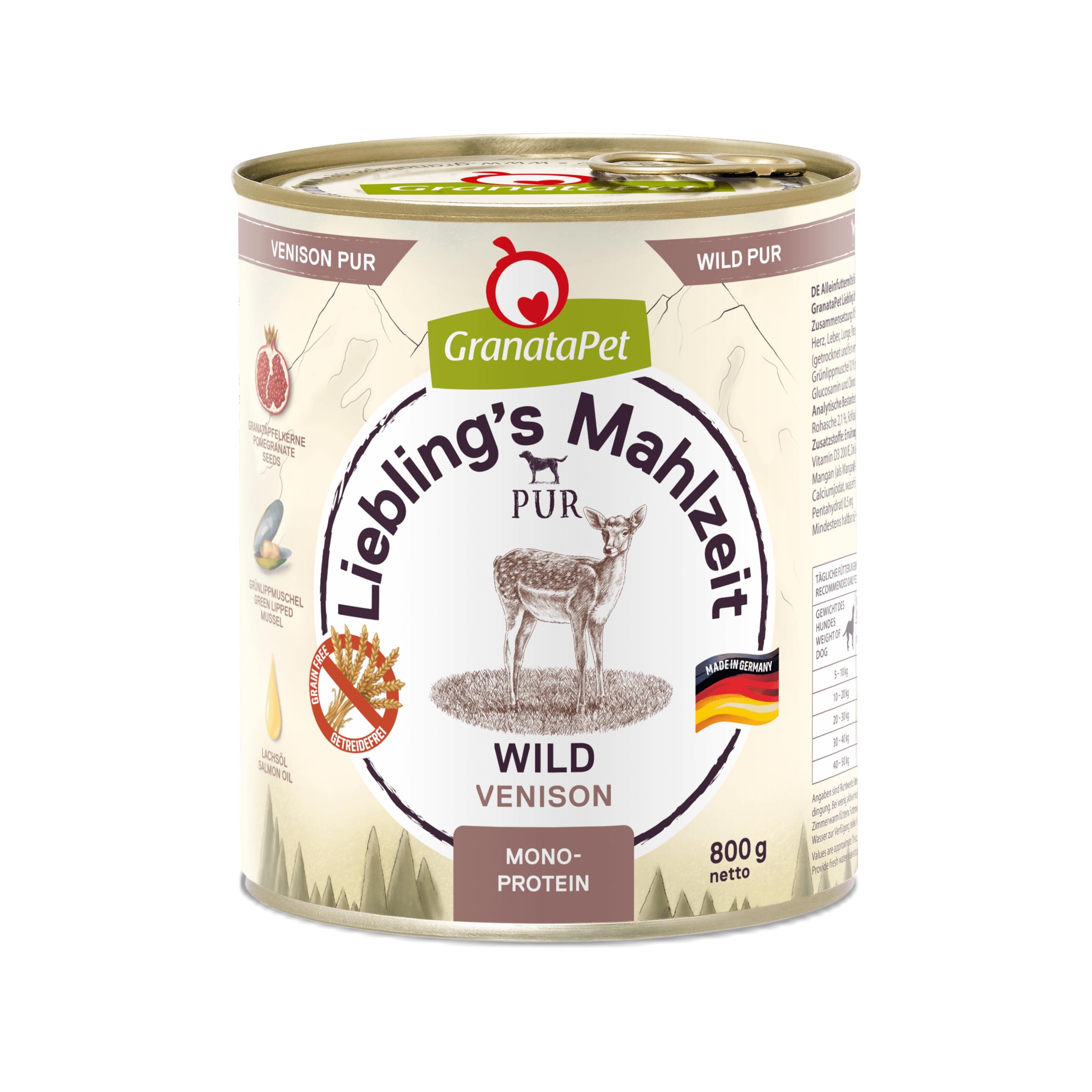 GranataPet Liebling's Mahlzeit Multipack 2, Nassfutter für Hunde im Probierpaket, Alleinfuttermittel ohne Getreide, Hundefutter mit hohem Fleischanteil & hochwertigen Ölen, 6 x 800 g