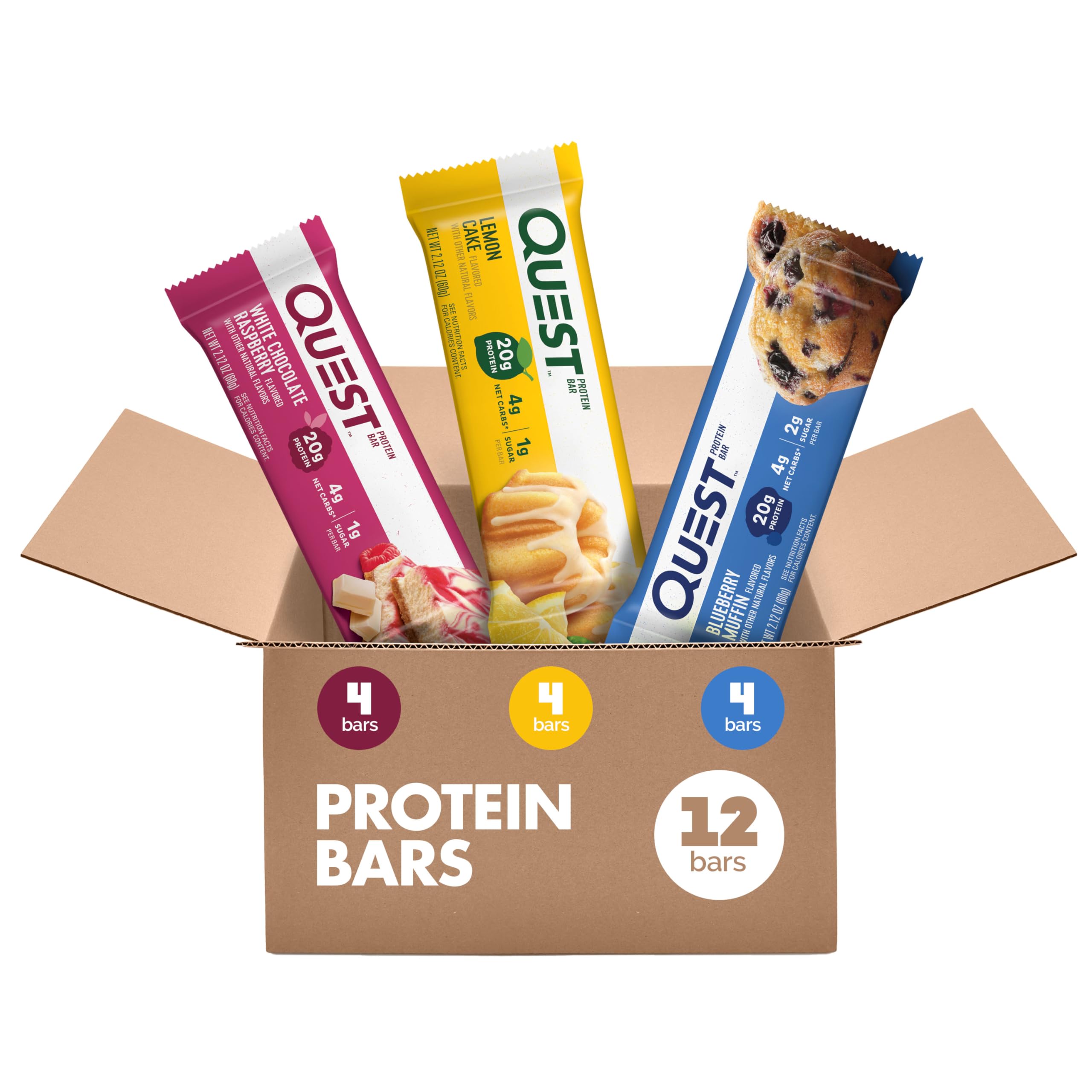 Quest Nutrition Chocolate Chip Dough Cookie Protein Bars, 21g Protein, 1g Sugar, 4g Net Carbs, High Fiber, Gluten Free, Keto-Friendly, 12 Count