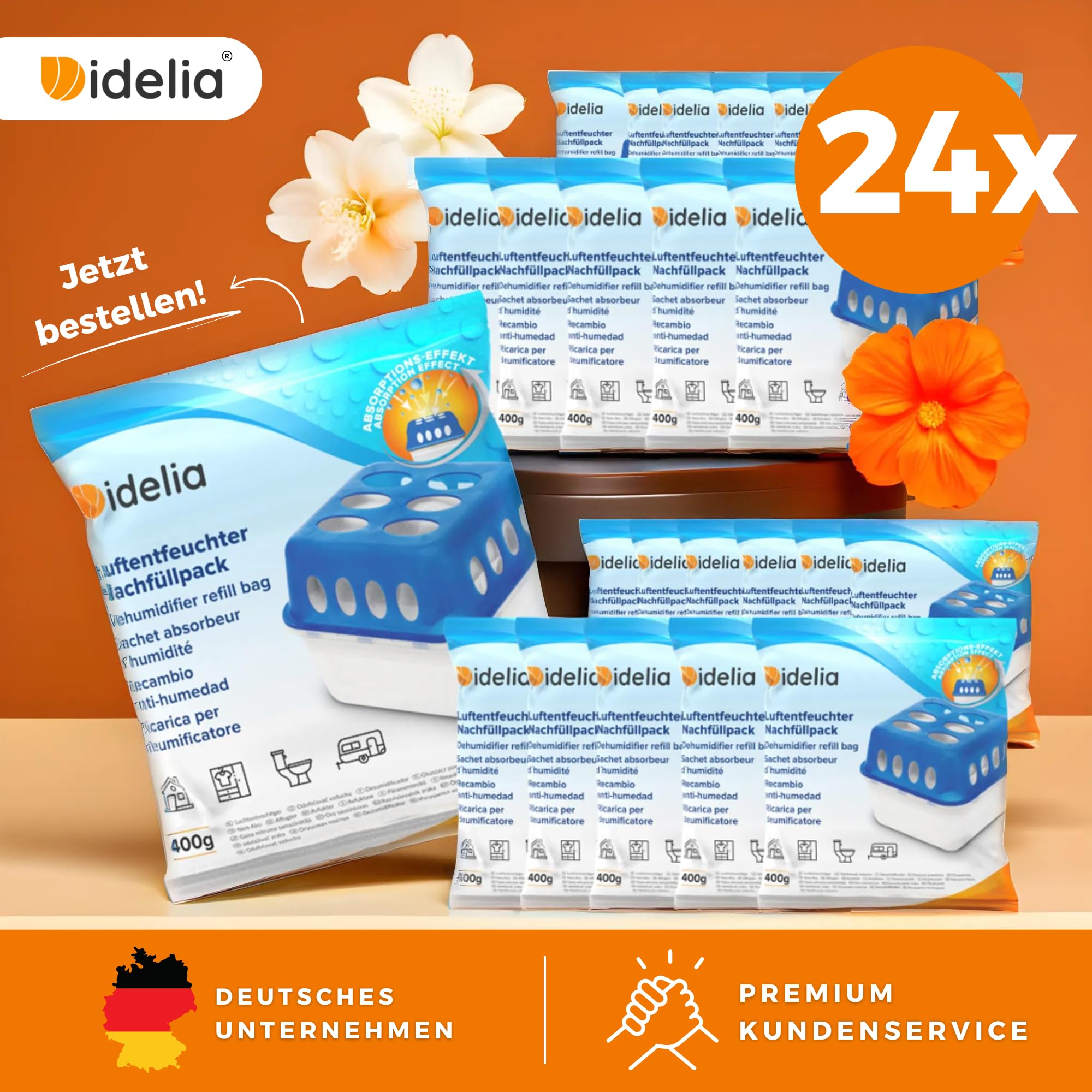 Idelia® 10x Luftentfeuchter Granulat 400g (Sparvorteils 10er Set Luftentfeuchter Nachfüllpack's) I Entfeuchter Nachfüllpack (Schimmel- und Geruchsschutz)