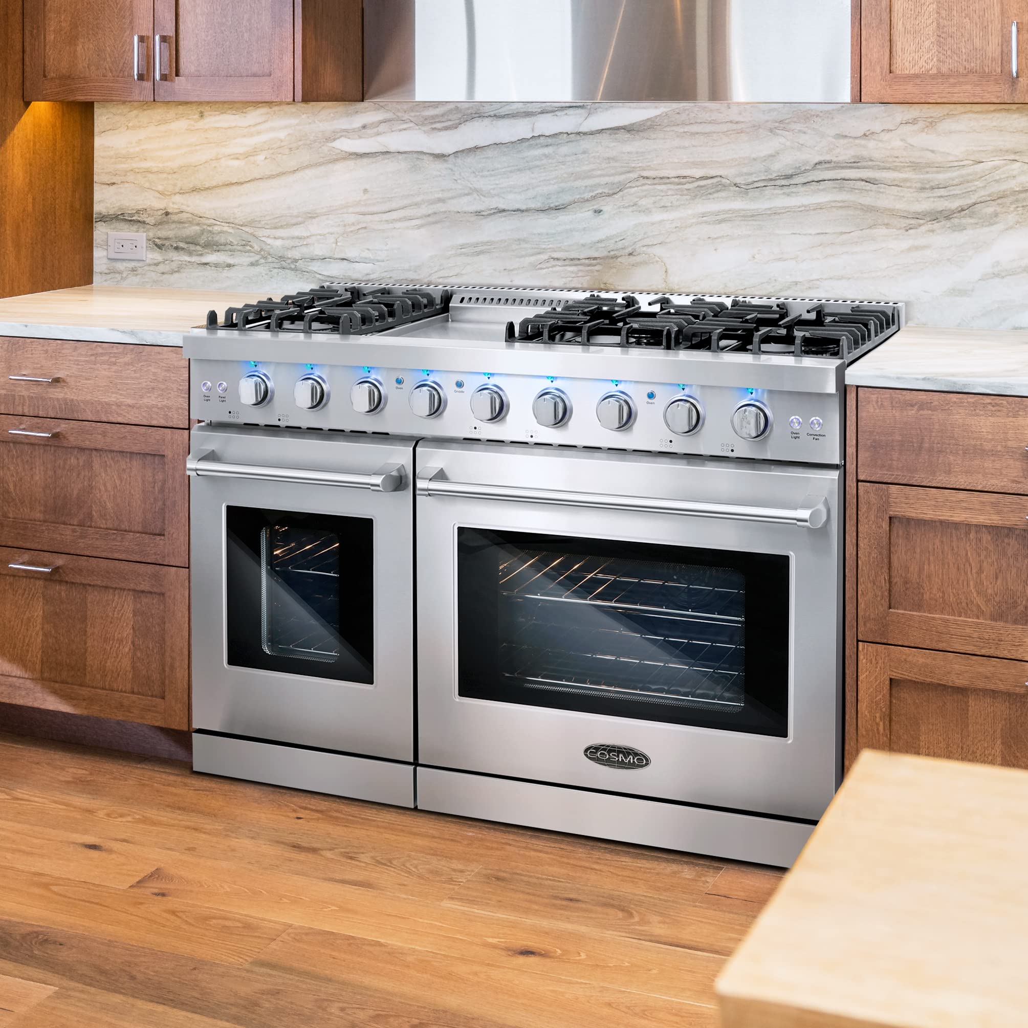COSMO COS-EPGR366 36 in. Haven Collection 6.0 cu. ft. Gas Range, 6 Burners, Convection Oven, Knob LEDs, Storage Drawer, Stainless Steel
