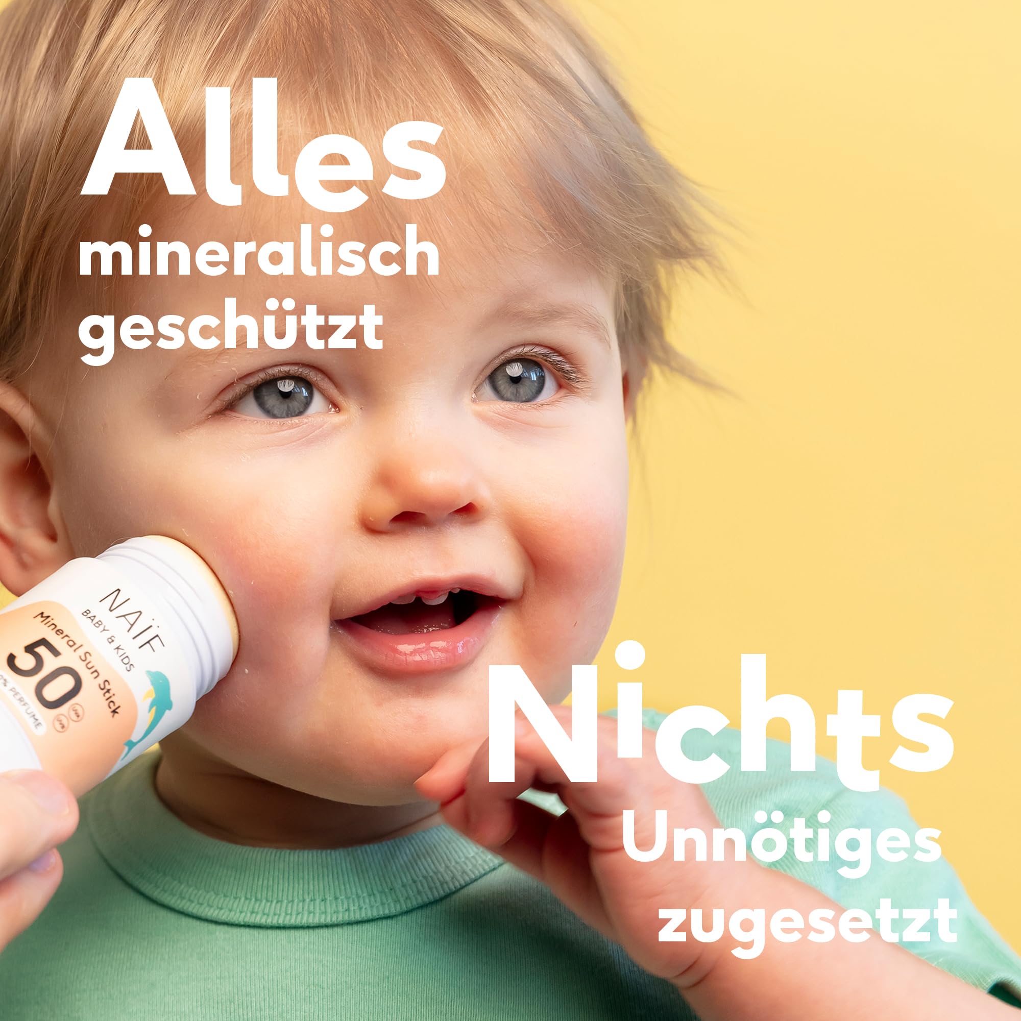 Naïf - Sonnencreme auf mineralischer Basis - für Baby & Kind - LSF 50-0% Parfüm - Creme ohne Octocrylene - UVA und UVB Schutz - Wasserresistent - Dermatologisch Getestet - Ohne Mikroplastik - 30ml