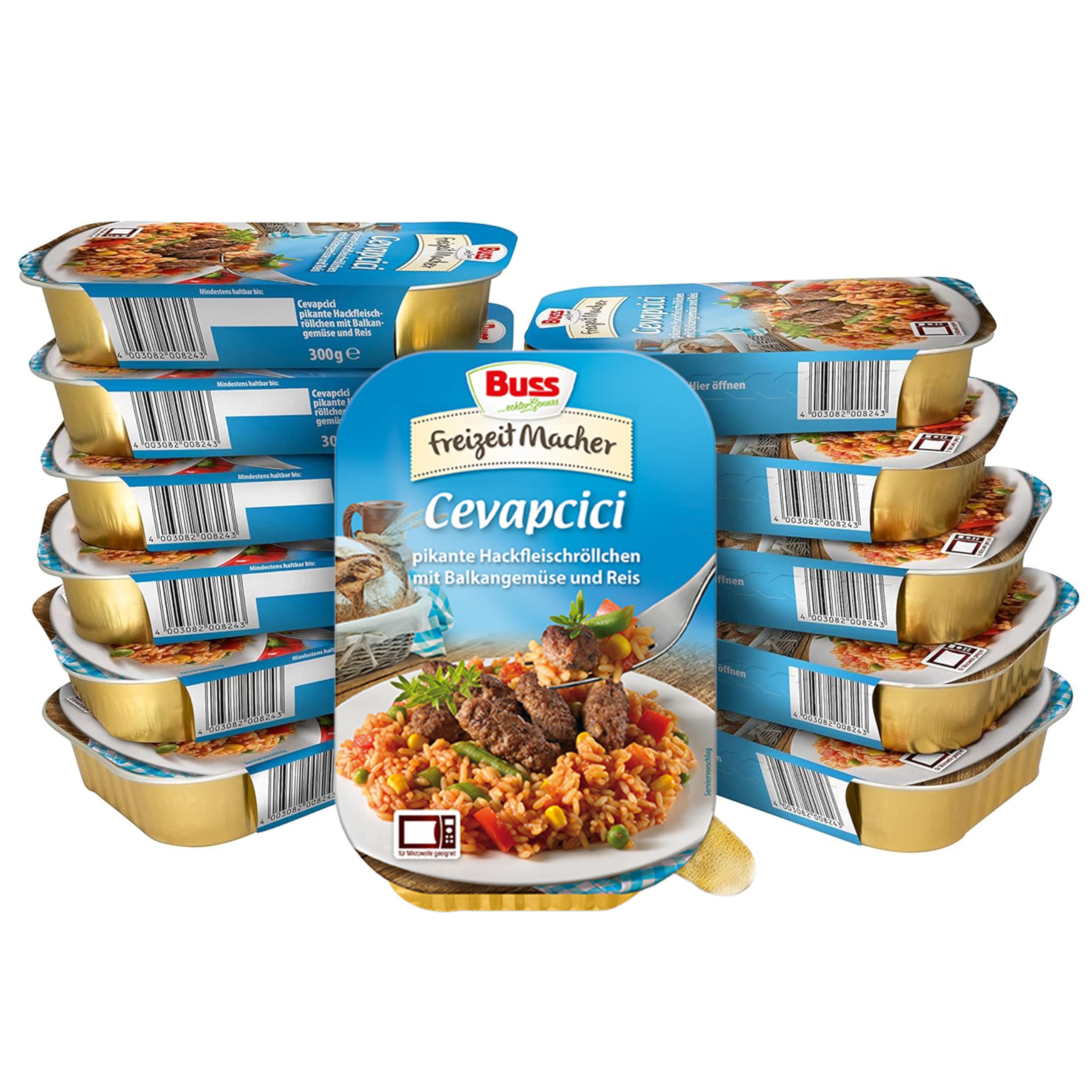 Buss Freizeitmacher Traditioneller Grünkohl Eintopf mit Kartoffeln und Mettenden - Fertiggerichte zum Aufwärmen in Mikrowelle & Topf - Schnell & Einfach Zubereitet - 12 x 300g