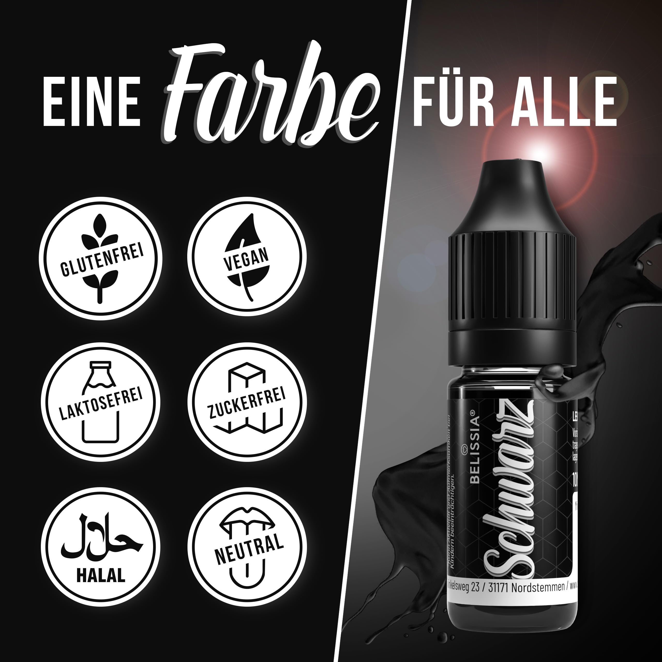 Belissia Lebensmittelfarbe Set – 8x10ml flüssig & hochkonzentriert – Lebensmittelechte Speisefarbe zum Backen, Kochen, Fondant & DIY - vegan, stark färbend, geschmacksneutral