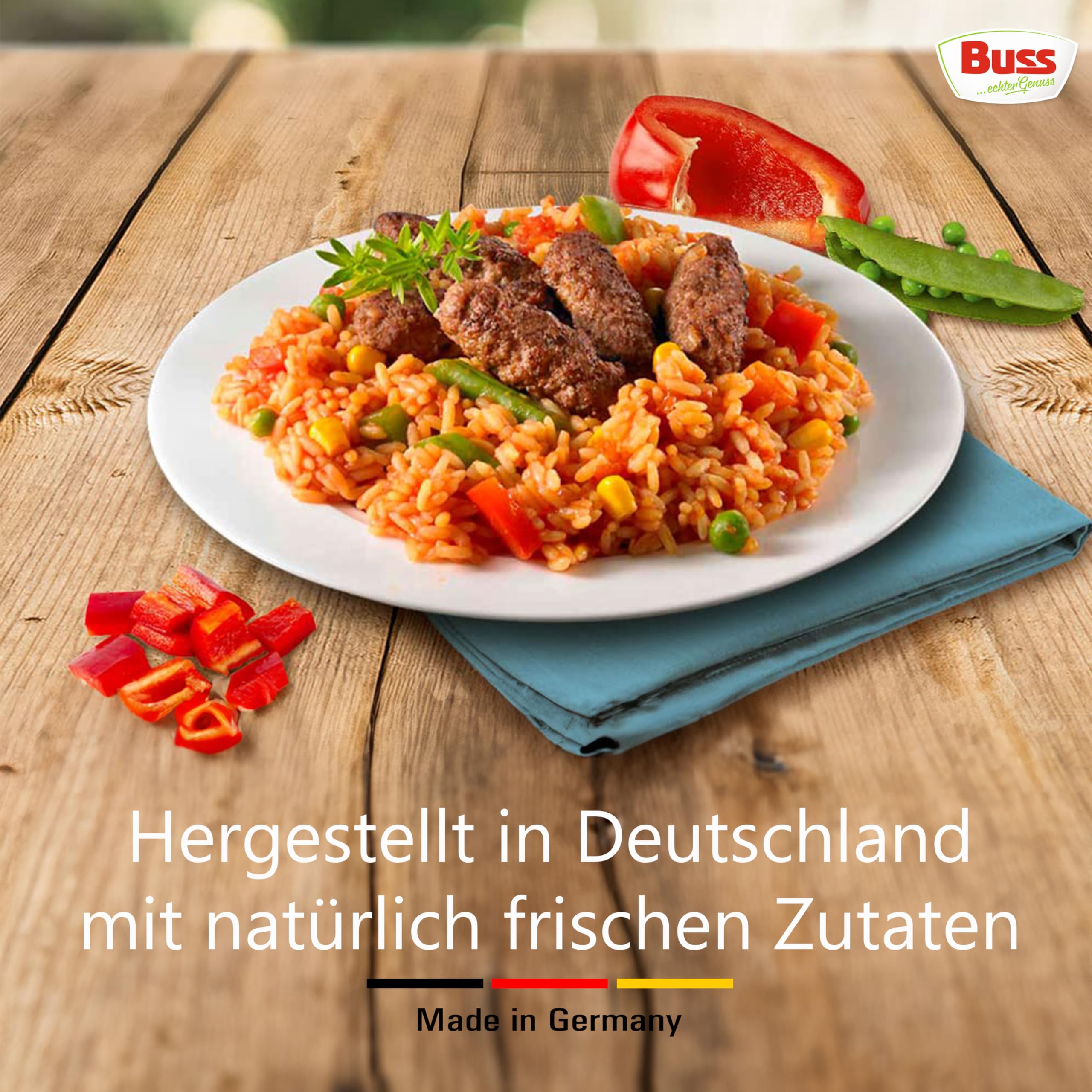 Buss Freizeitmacher Traditioneller Grünkohl Eintopf mit Kartoffeln und Mettenden - Fertiggerichte zum Aufwärmen in Mikrowelle & Topf - Schnell & Einfach Zubereitet - 12 x 300g