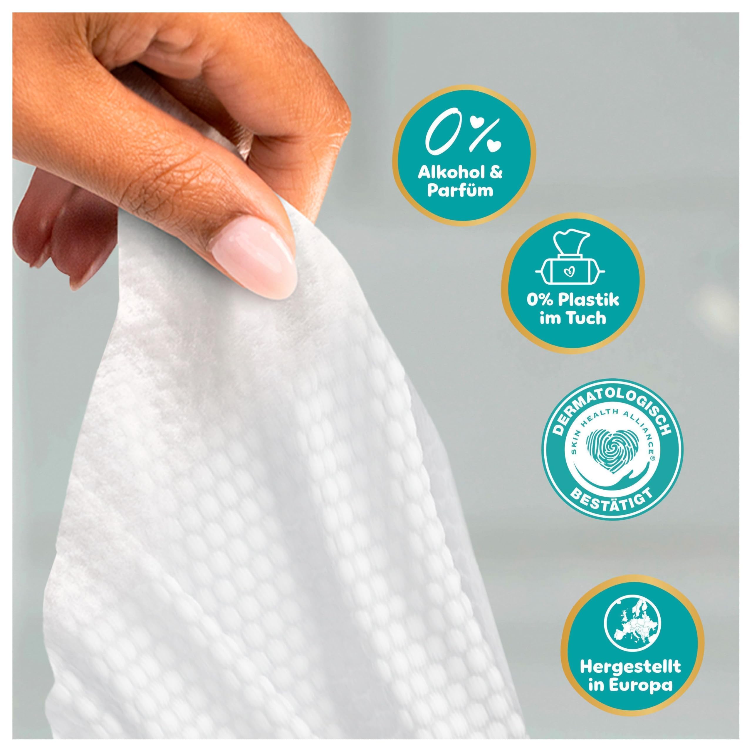 Pampers Aqua Soft Touch Baby-Feuchttücher, 18 Packungen mit 48 Feuchttüchern = 864 Baby-Feuchttücher, weiche Textur & Lotion mit 99% Wasser