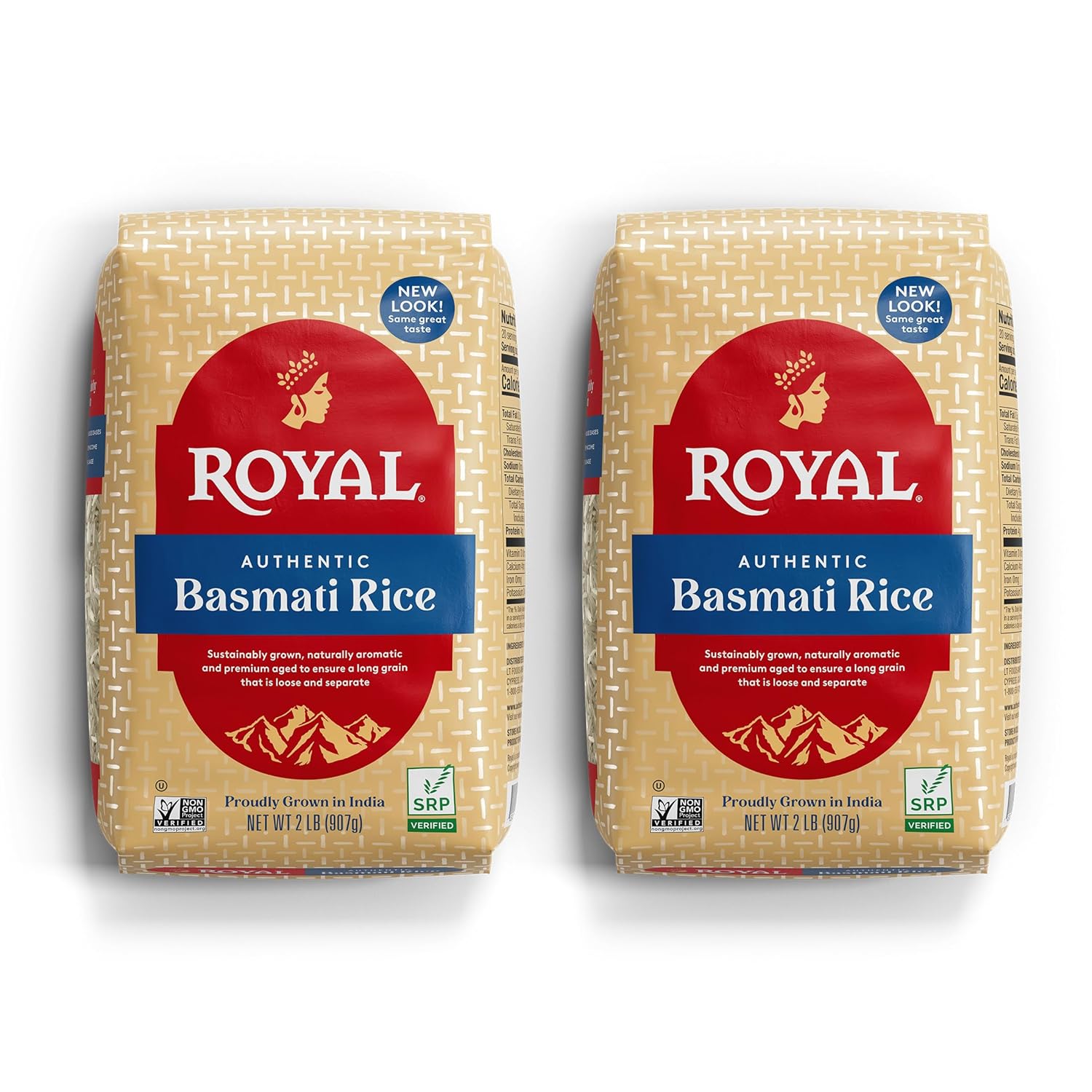 Royal - Naturally Aged Authentic Long Grain Indian White Basmati Rice - 10 Pounds (2 x 5 Pound Bag)