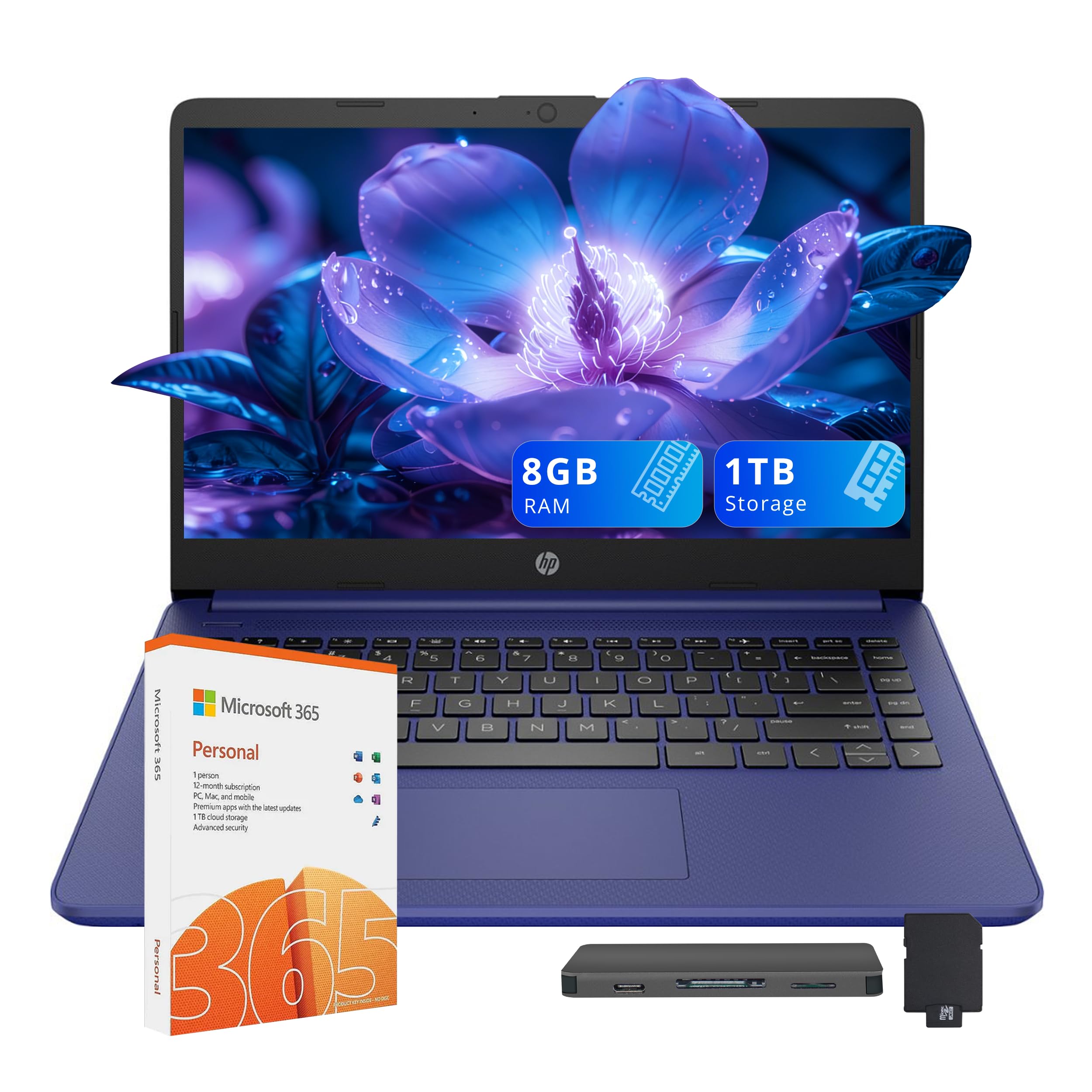 HP 14" HD Laptop, Windows 11, Intel Celeron Dual-Core Processor Up to 2.60GHz, 4GB RAM, 64GB SSD, Webcam, Dale Pink (Renewed)